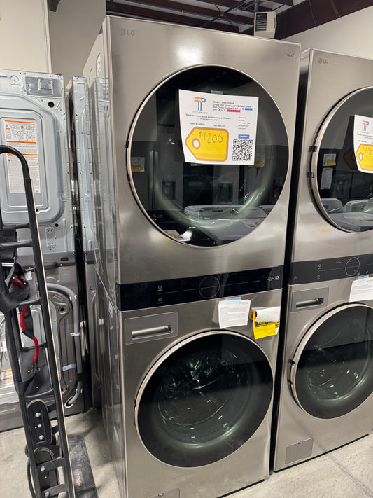 Laundry Set: LG - 4.5 Cu. Ft. HE Smart Front Load Washer and 7.4 Cu. Ft. Electric Dryer WashTower with Steam and Built-In Intelligence - Graphite Steel MODEL: WKE100HVA SKU: WAS14077