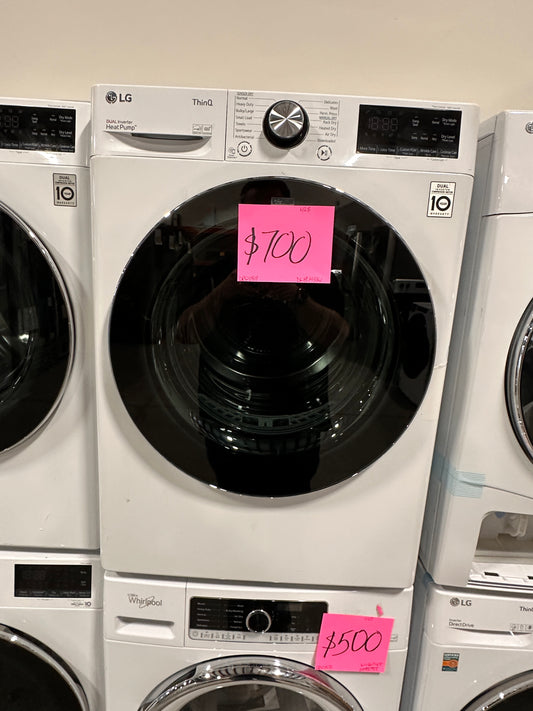 LG - 4.2 cu ft Stackable Electric Dryer with Dual Inverter HeatPump - White Model: DLHC1455W DRY11811