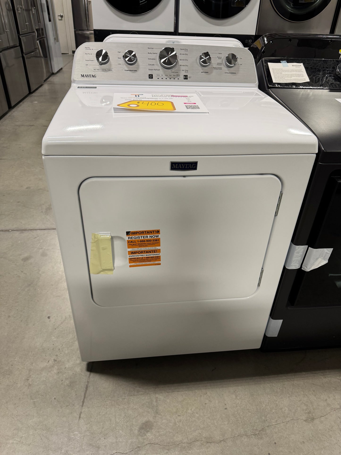 Maytag 7.0 Cu Ft. Load Electric Dryer with Extra Power and Pet Pro Option MODEL: MED5605RW SKU: DRY13216