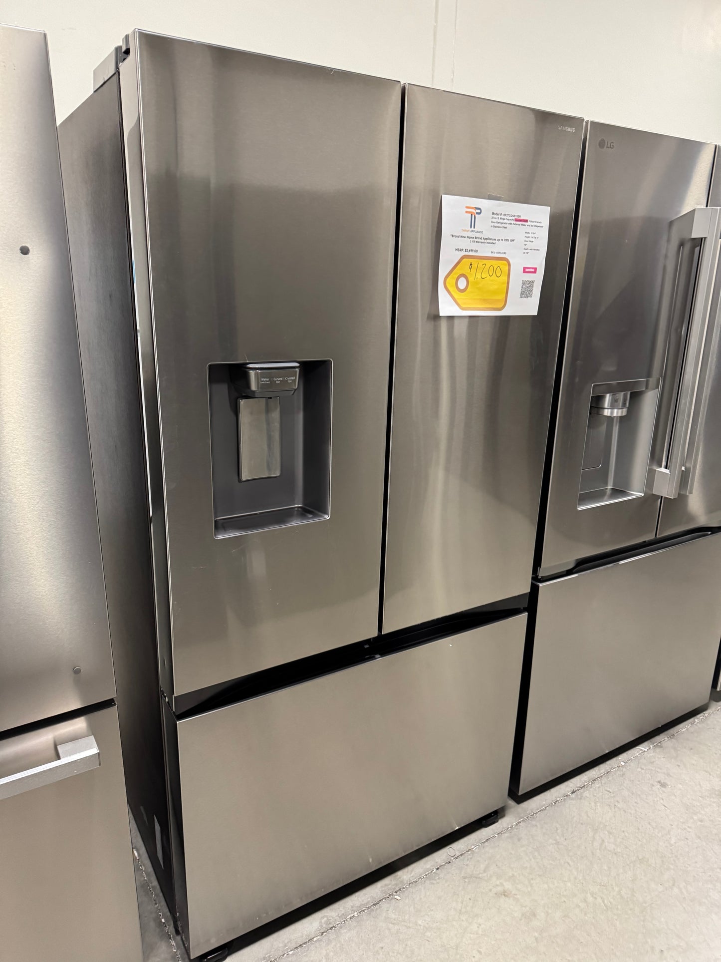 Samsung 26 cu. ft. Counter Depth 3-Door French Door Refrigerator in Stainless Steel with External Water and Ice Dispenser