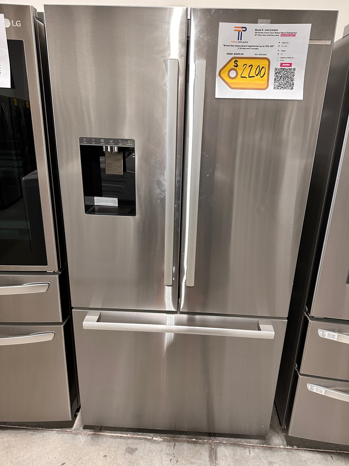 B36CD50SNS by Bosch - 500 Series French Door Bottom Mount Refrigerator 36  Easy clean stainless steel B36CD50SNS