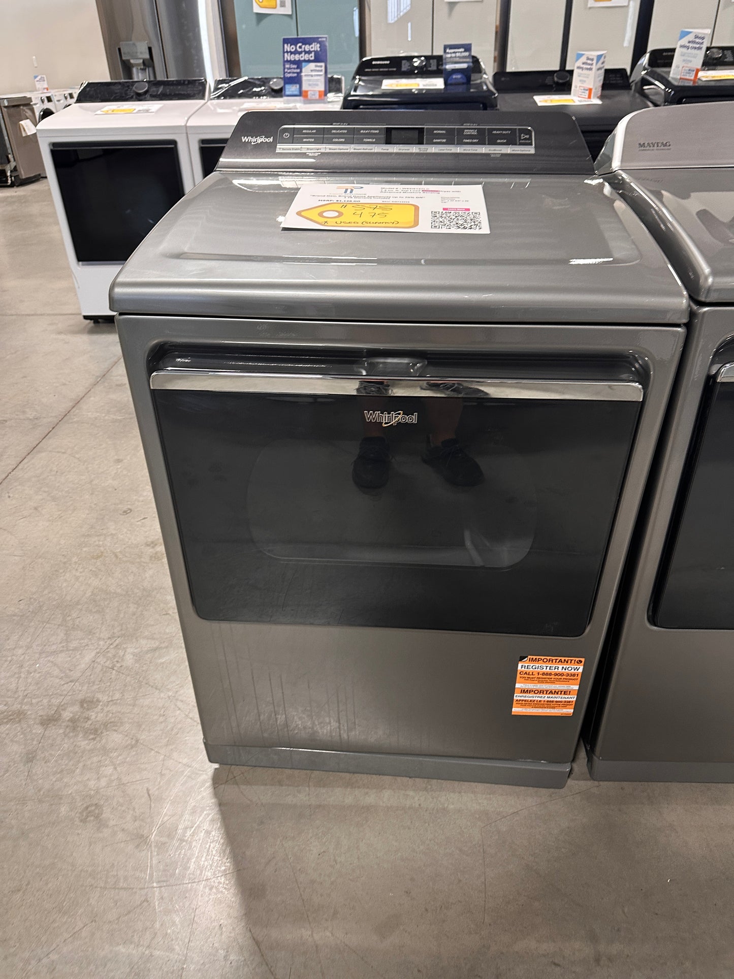 WHIRLPOOL 7.4 cu. ft. Top Load Electric Dryer with Advanced Moisture Sensing  MODEL: WED8127LC  DRY12993