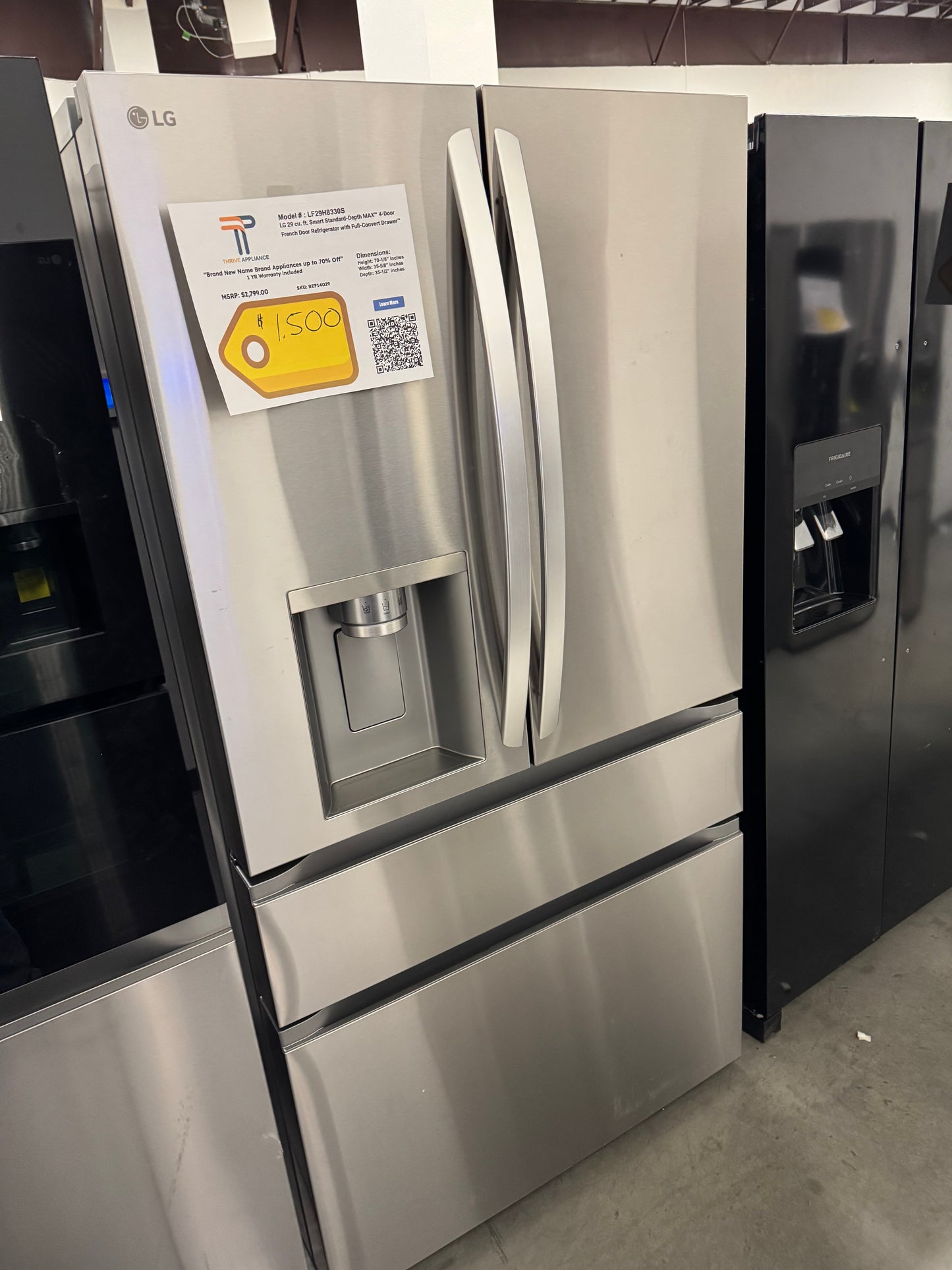 LG 29 cu. ft. SMART Standard Depth MAX French Door Refrigerator with Full Convert Drawer in PrintProof Stainless Steel