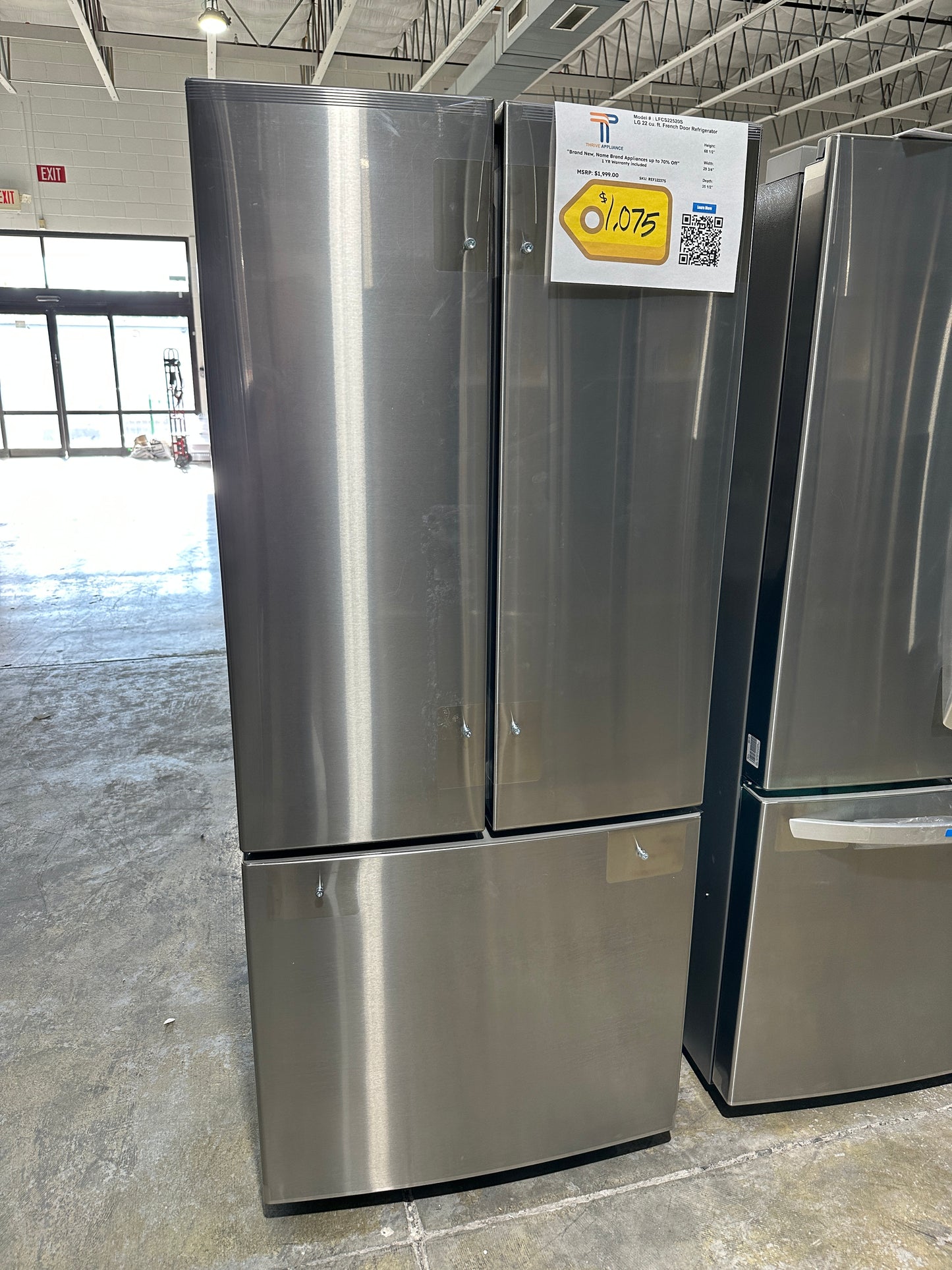 STAINLESS STEEL LG FRENCH DOOR FRIDGE MODEL: LFDS22520S  REF12237S