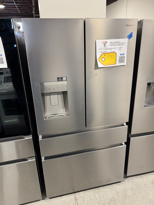 Hisense PureFlat Standard-Depth 25.6-cu ft 4 -Door 36-in Wide Smart Compatible French Door Refrigerator with Ice Maker with Water and Ice Dispenser ( Stainless steel ) ENERGY STAR Certified