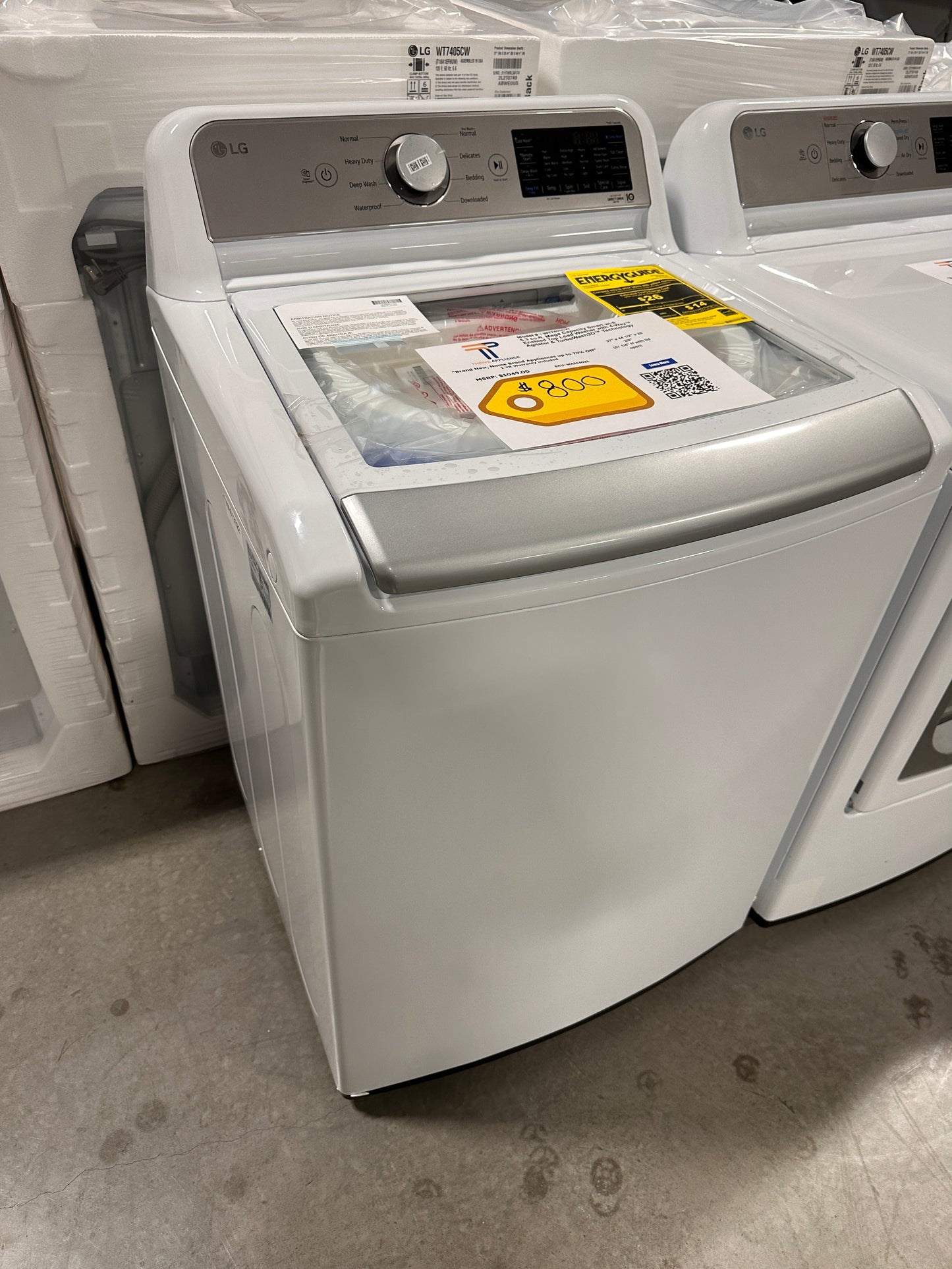 NEW LG SMART TOP LOAD WASHER WITH AGITATOR - WAS13024 WT7405CW