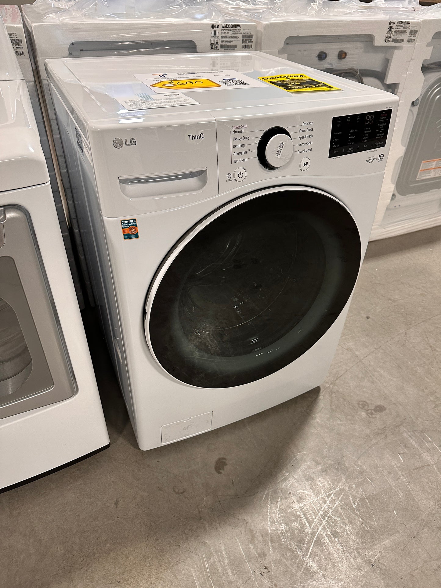 NEW LG FRONT LOAD WASHER WITH STEAM - WAS13019 WM3600HWA