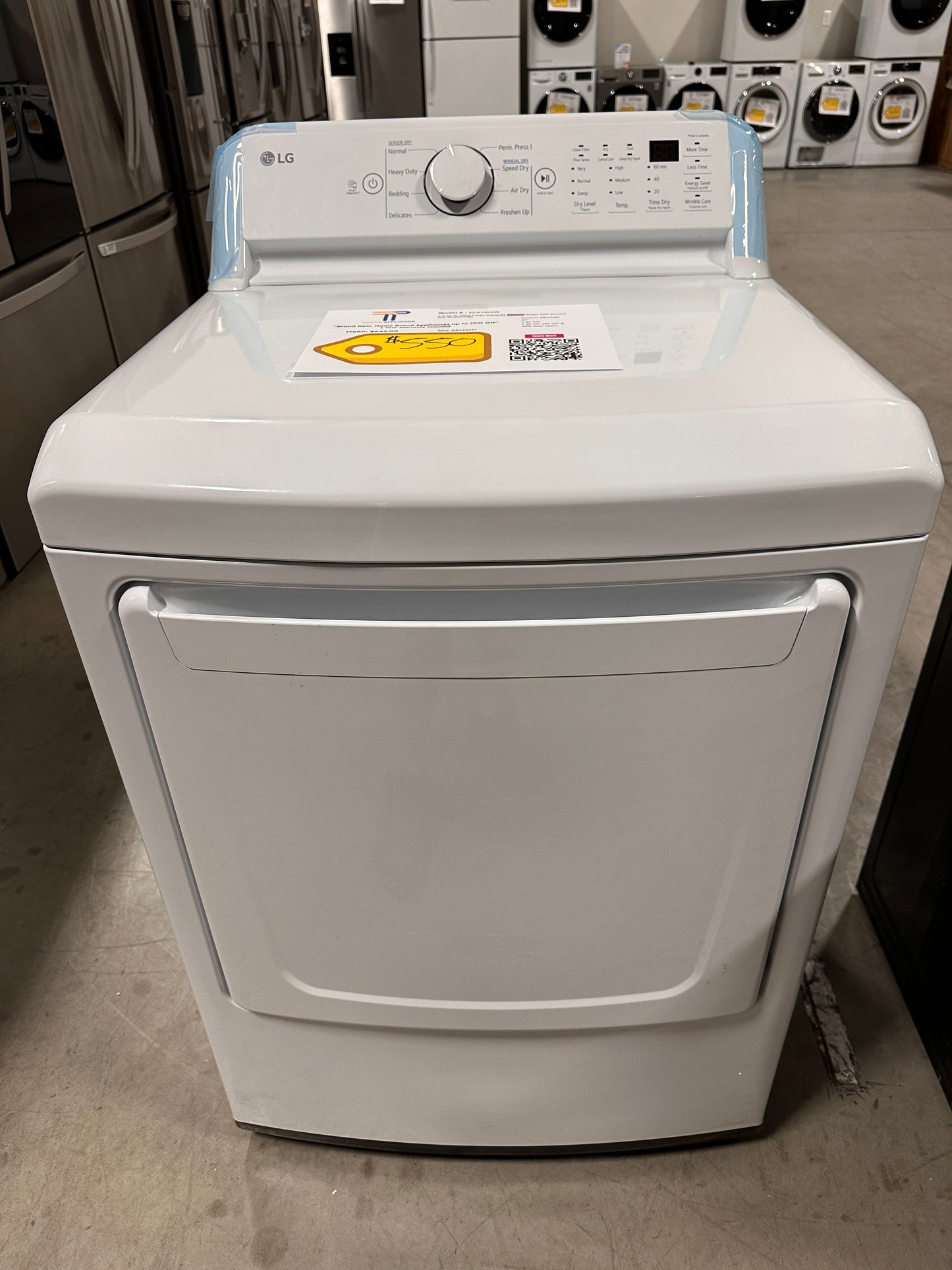 LG - 7.3 cu ft Electric Dryer with Sensor Dry - White  Model:DLE7000W  DRY12327