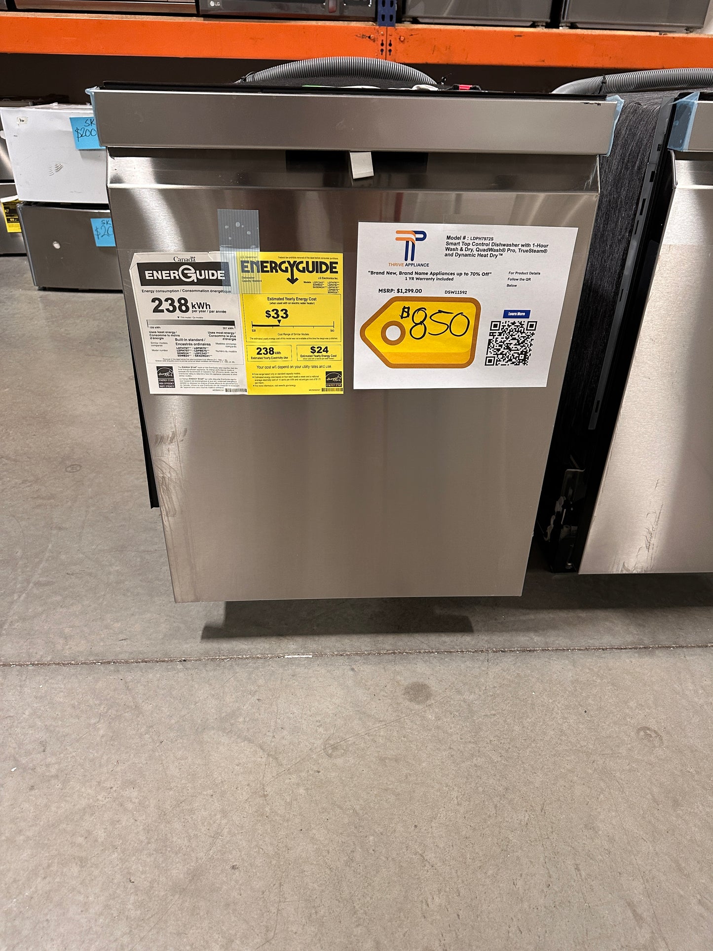 Model: LDPH7972S TOP CONTROL SMART DISHWASHER  DSW11592