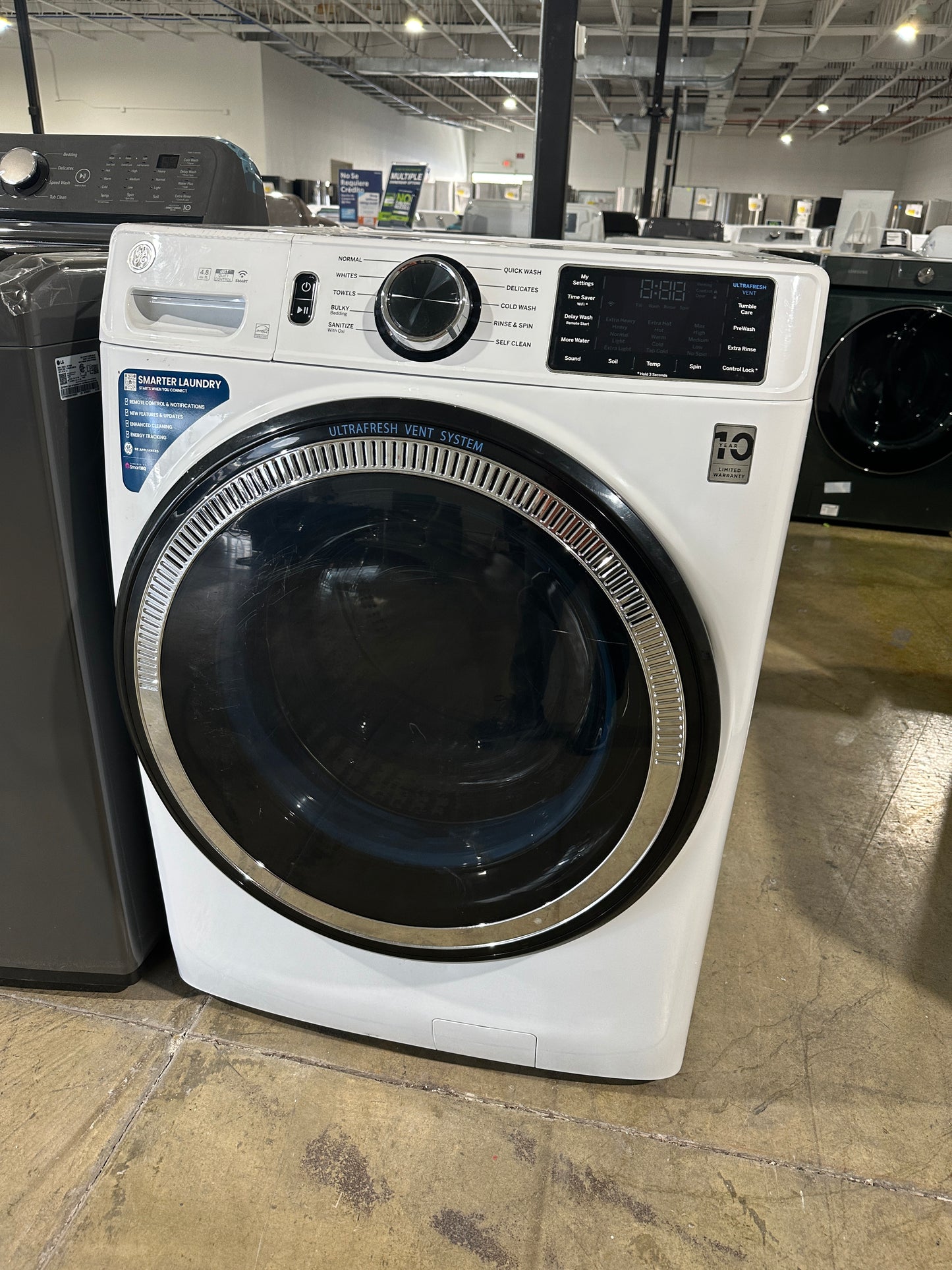 STACKABLE SMART FRONT LOAD WASHER - GE WASHING MACHINE MODEL:GFW550SSNWW  WAS12005S