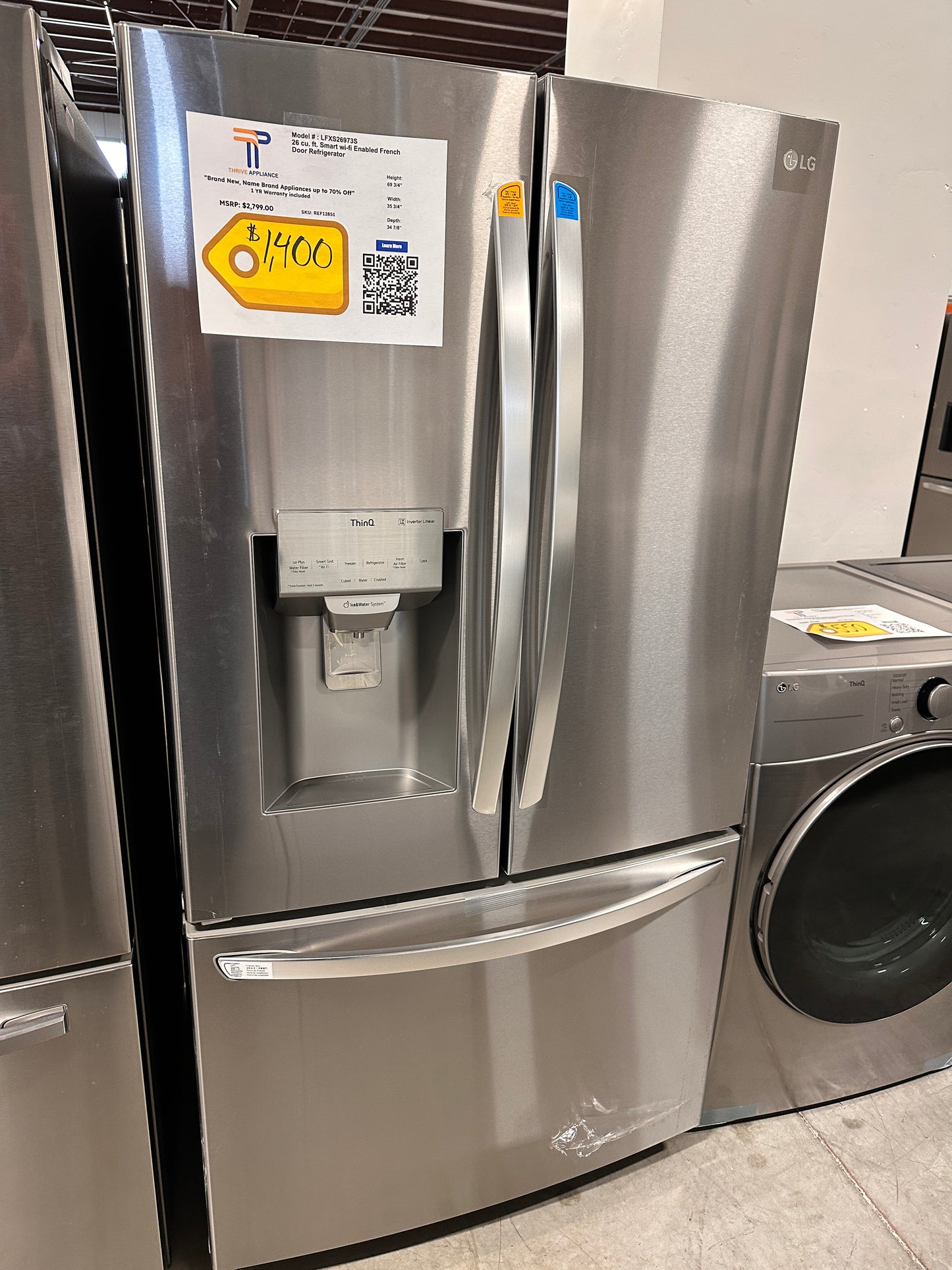 GORGEOUS NEW SMART LG REFRIGERATOR - REF12851 LFXS26973S