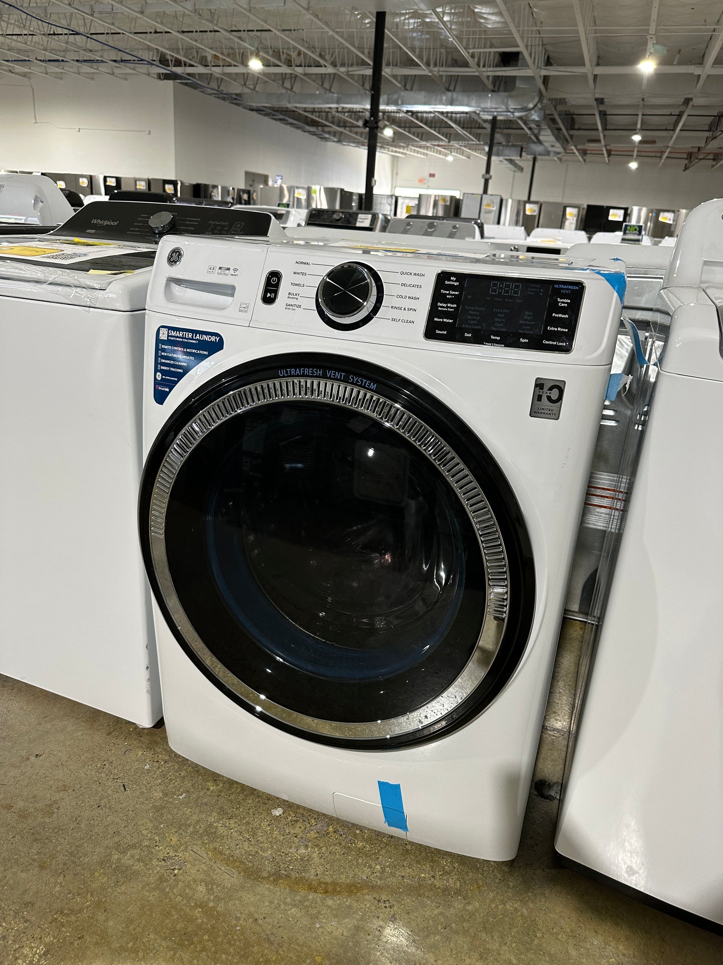 NEW GE STACKABLE SMART FRONT LOAD WASHER MODEL: GFW550SSNWW  WAS12013S