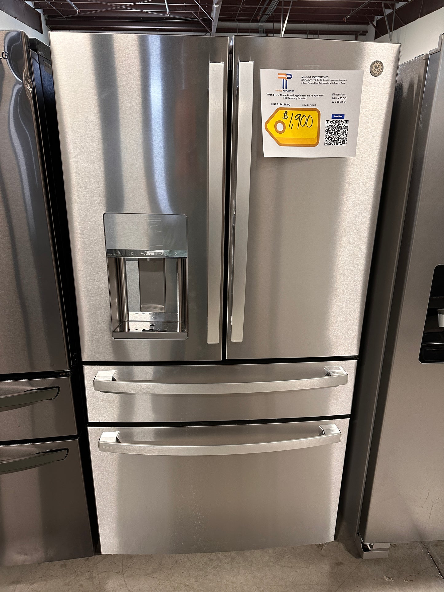 GE PROFILE SMART FRENCH DOOR REFRIGERATOR - REF12810 PVD28BYNFS