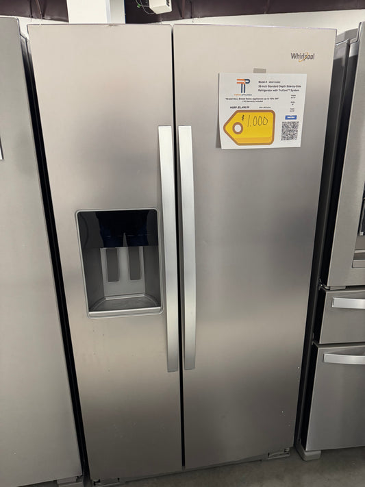 Whirlpool 28.7-cu ft Standard-Depth 36-in Wide Side-by-Side Refrigerator with Ice Maker ,Water and Ice Dispenser ( Fingerprint Resistant Stainless Finish )