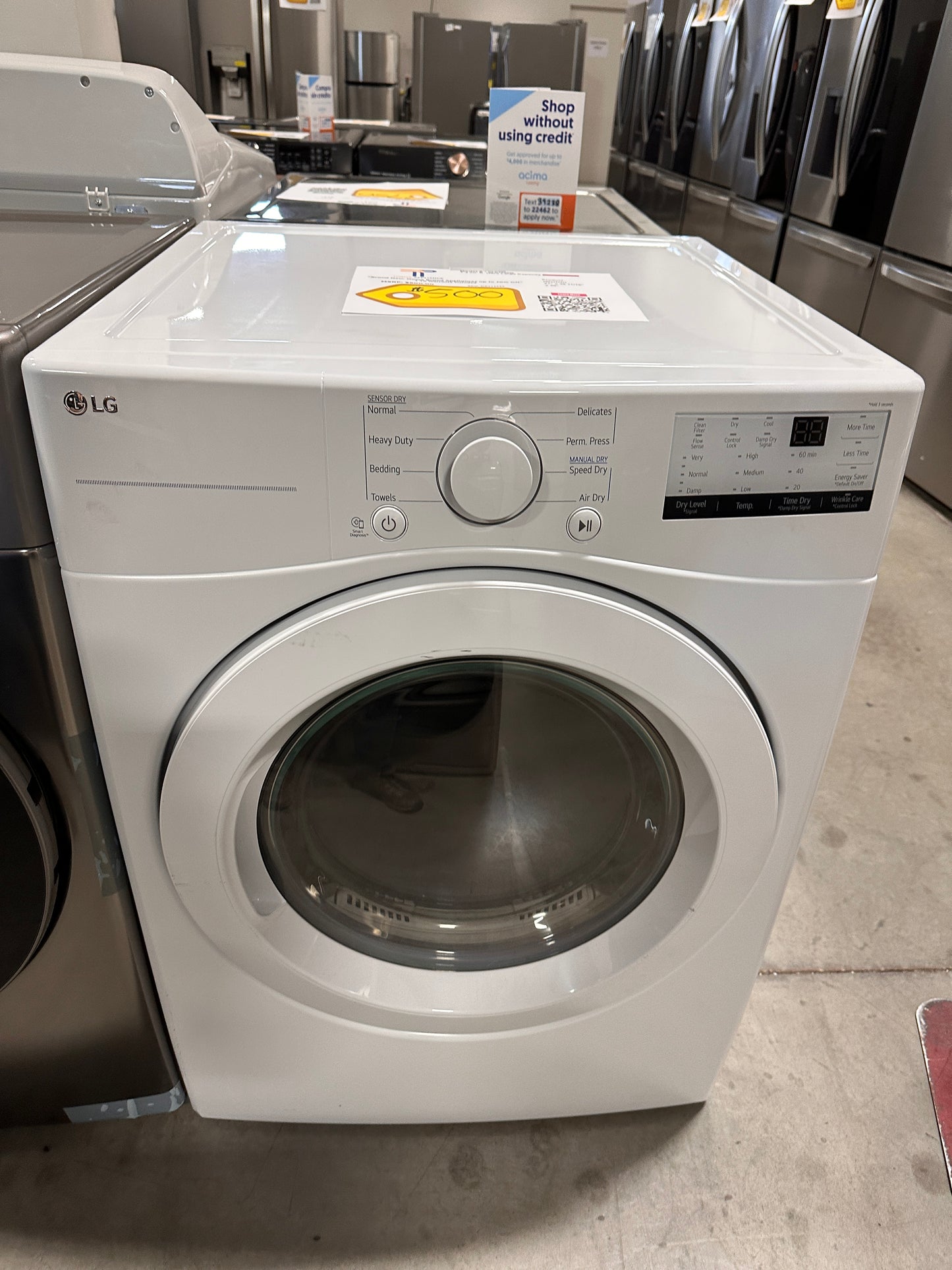 LG - 7.4 Cu. Ft. Stackable Electric Dryer with FlowSense - White  Model:DLE3400W  dry12335