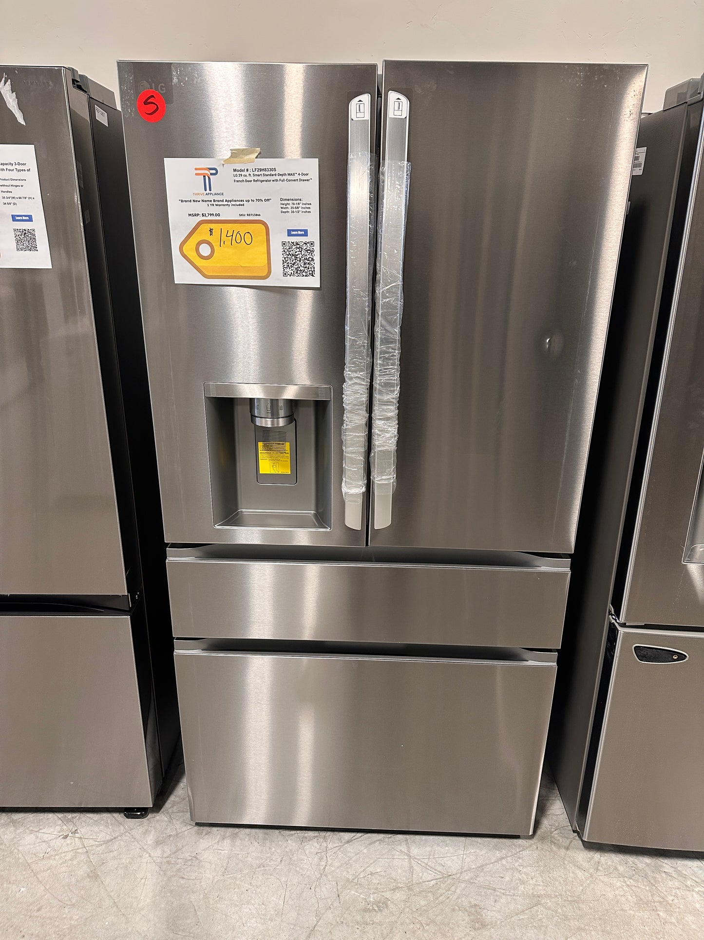 NEW! LG 28.6 Cu Ft French Door Refrigerator  MODEL: LF29H8330S  REF13866