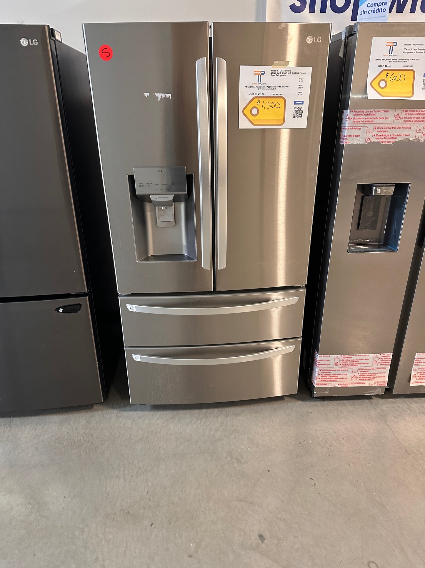 LG 36 Inch French Door Smart Refrigerator with 27.8 cu. ft. Capacity  MODEL: LMXS28626S  REF13862