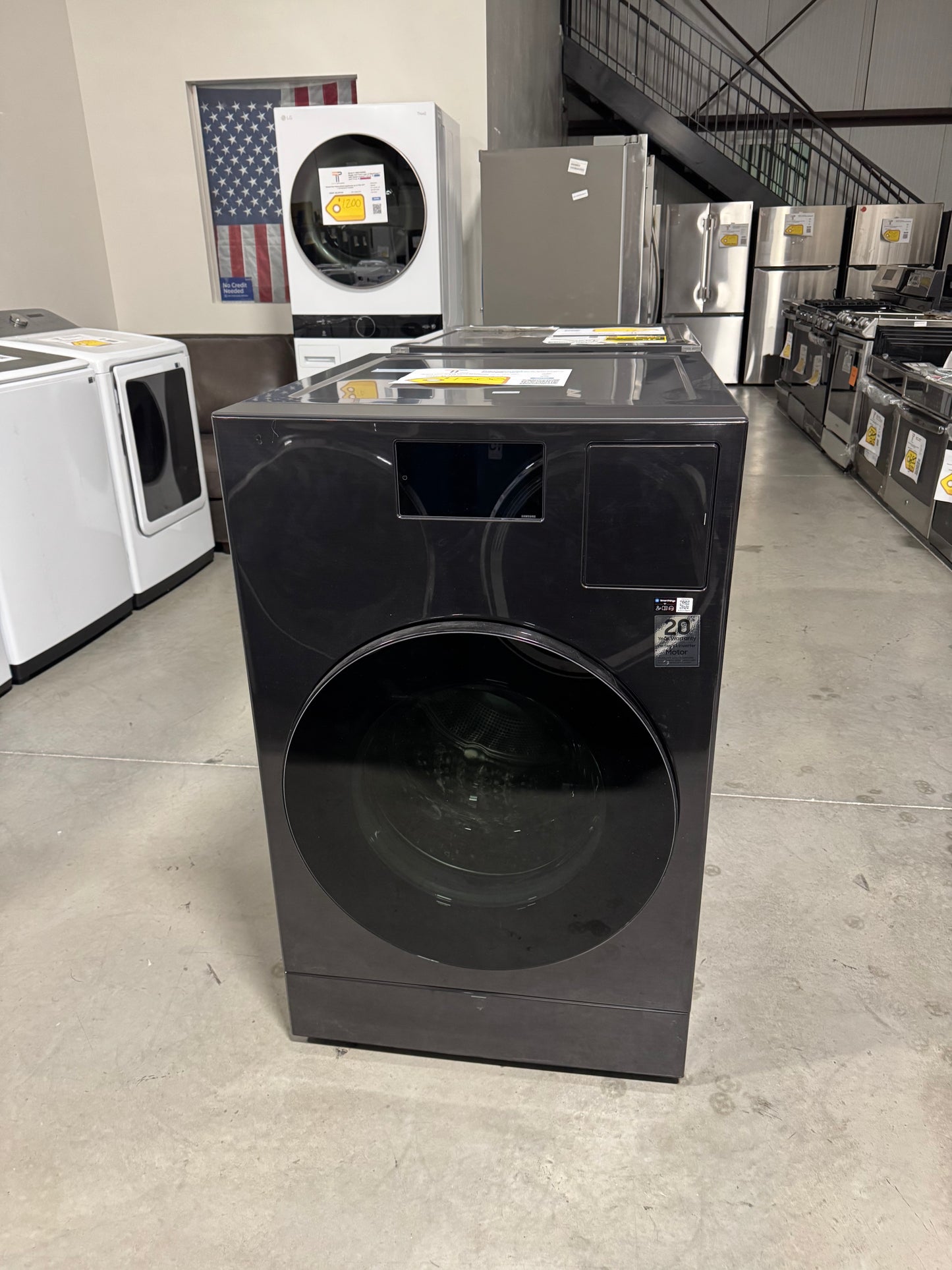 Samsung 5.3 cu. ft. Bespoke Ultra Capacity Vented All-in-One Washer Dryer Combo with Electric Dryer and AI Home in Brushed Black (Laundry Set) MODEL: WD90F53AVB  SKU: WAS14135