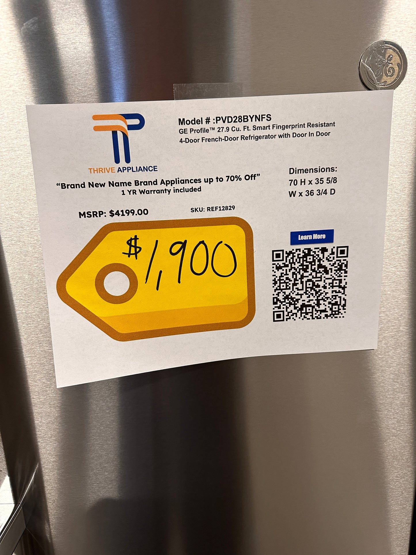 Smart Refrigerator with Door-In-Door - Stainless steel  Model:PVD28BYNFS