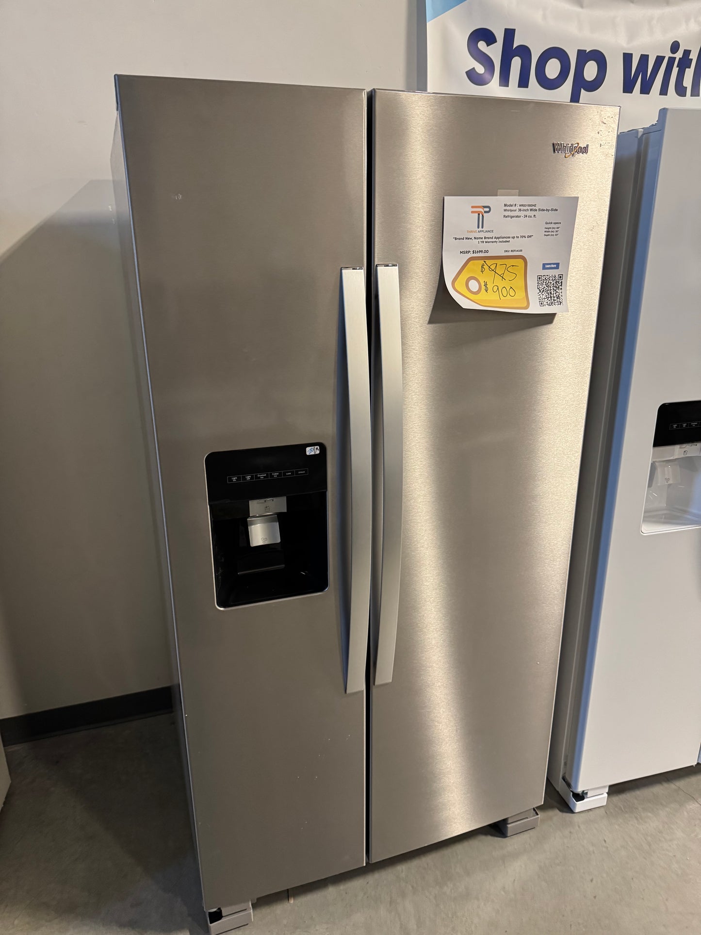 Whirlpool 24.6-cu ft Standard-Depth 36-in Wide Side-by-Side Refrigerator with Ice Maker ,Water and Ice Dispenser ( Fingerprint Resistant Stainless Finish )