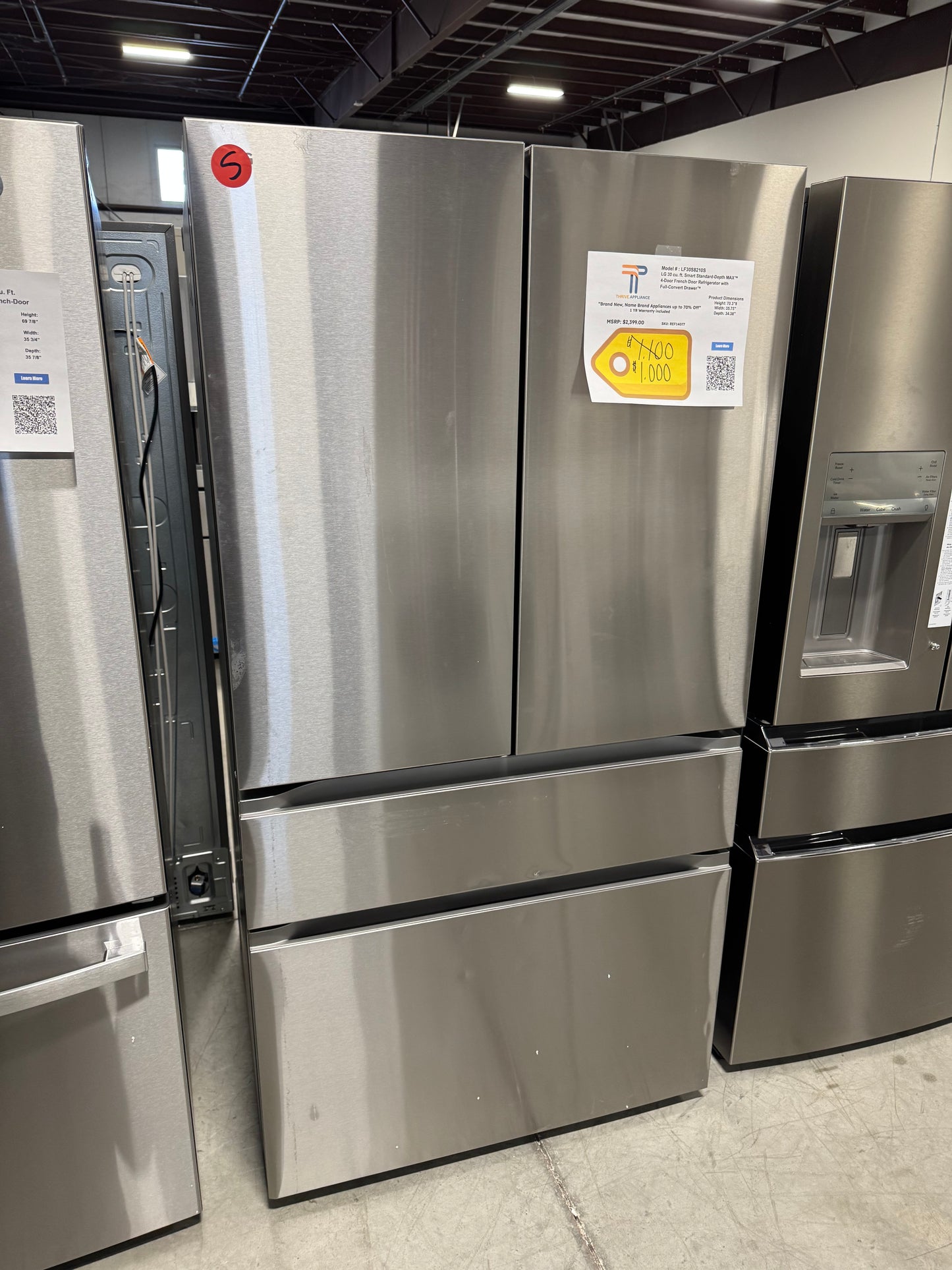 BRAND NEW LG SMART STANDARD DEPTH MAX REFRIGERATOR MODEL: LF30S8210S  REF14077