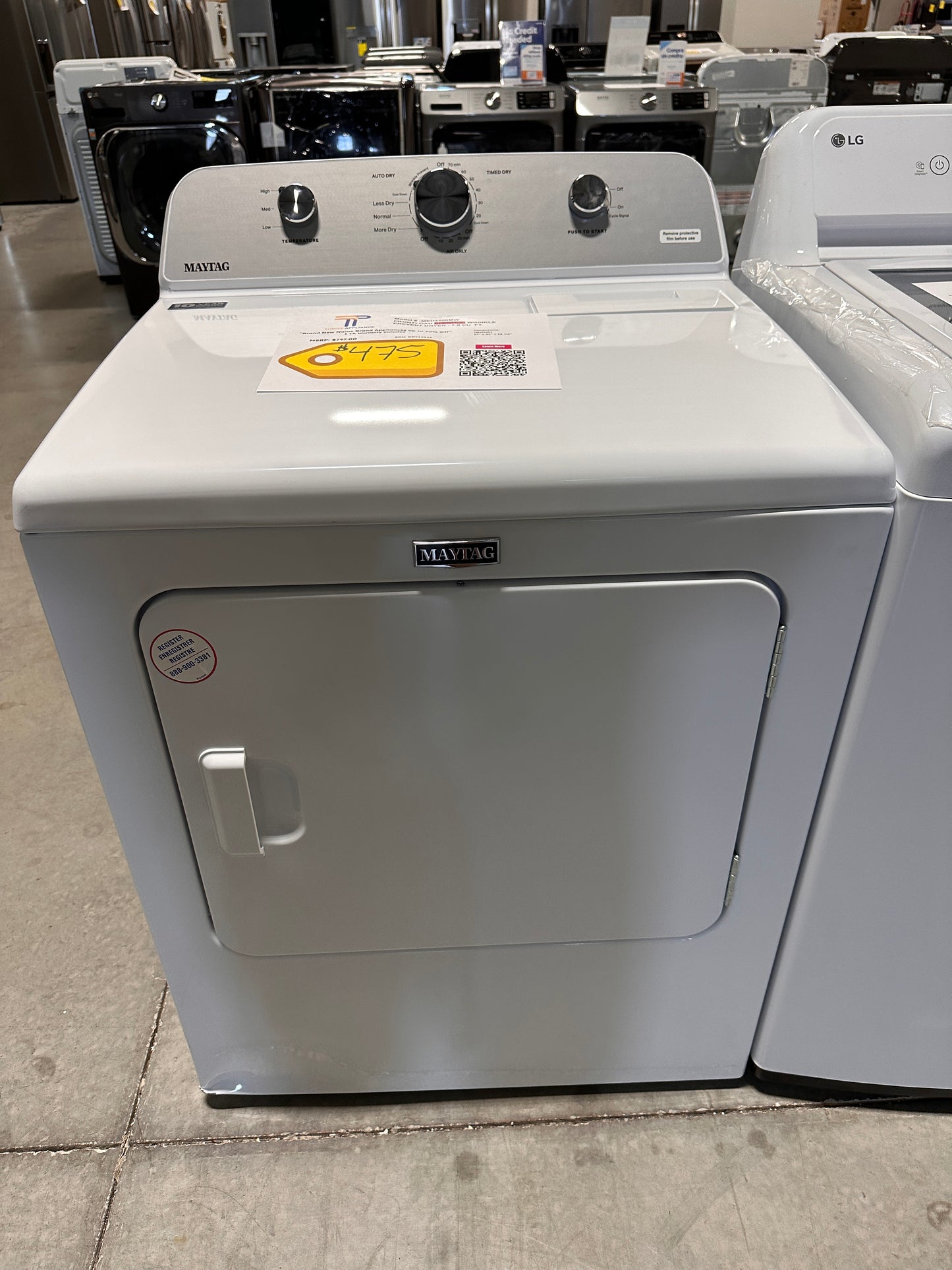 Maytag - 7.0 Cu. Ft. Electric Dryer with Wrinkle Prevent - White  Model:MED4500MW  DRY12342