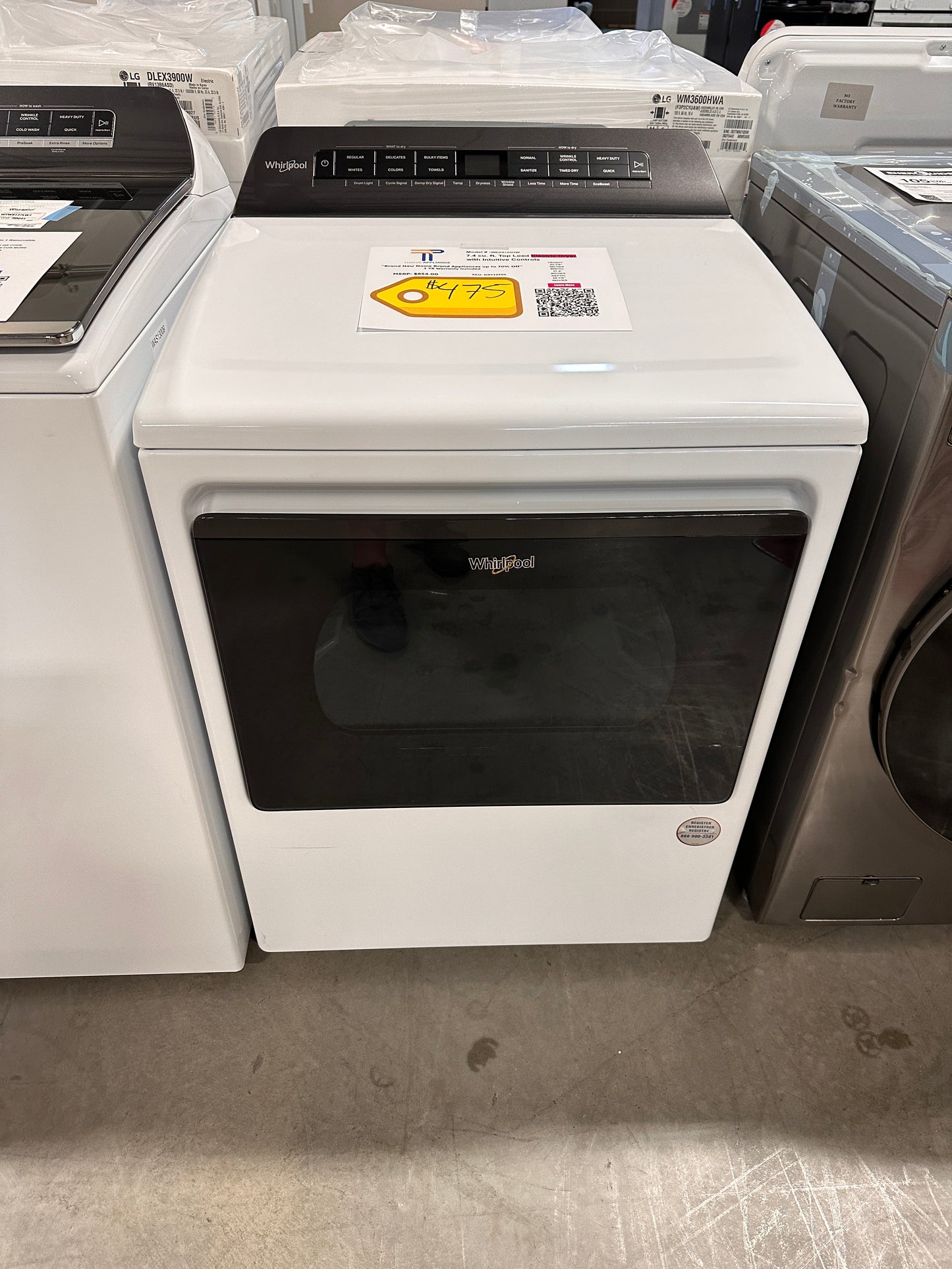 Dryer with AccuDry Sensor Drying Technology - White  Model:WED5100HW  DRY12350