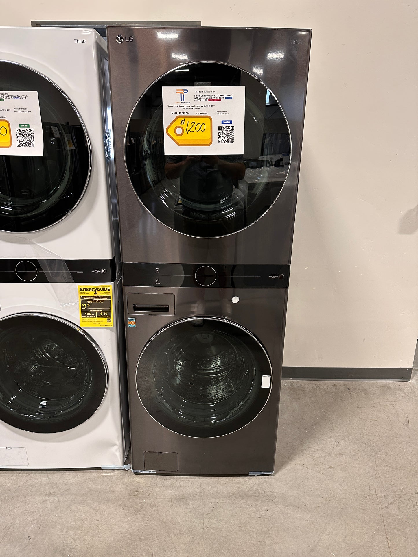 NEW LG SMART FRONT LOAD WASHER ELECTRIC DRYER SET Model:WKEX200HBA  WAS13044