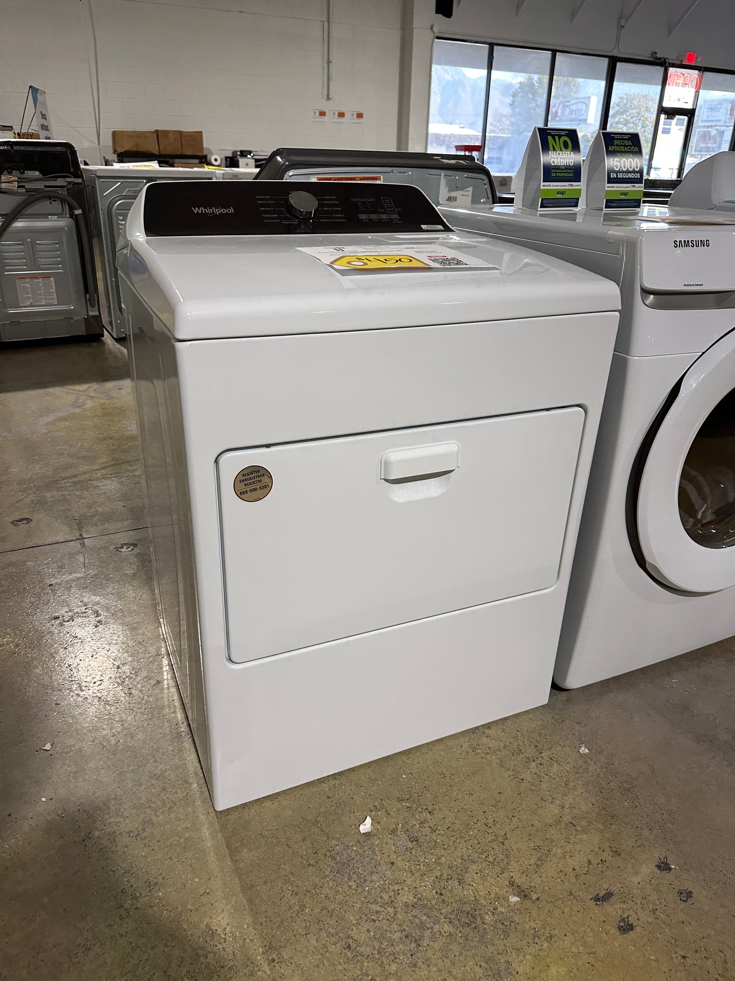 Whirlpool - 7 Cu. Ft. Electric Dryer with Moisture Sensing - Model:WED5010LW  DRY11757S