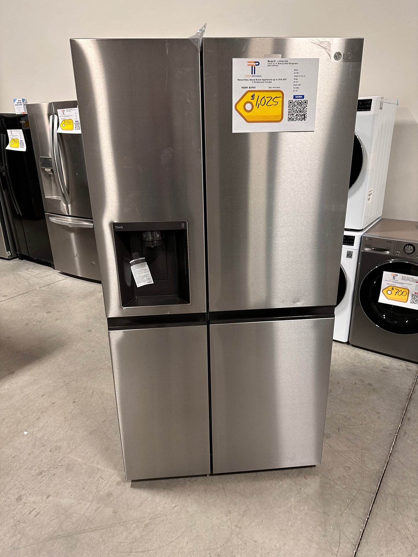 NEW SIDE-BY-SIDE REFRIGERATOR with SPACEPLUS ICE Model:LRSXS2706S  REF12903