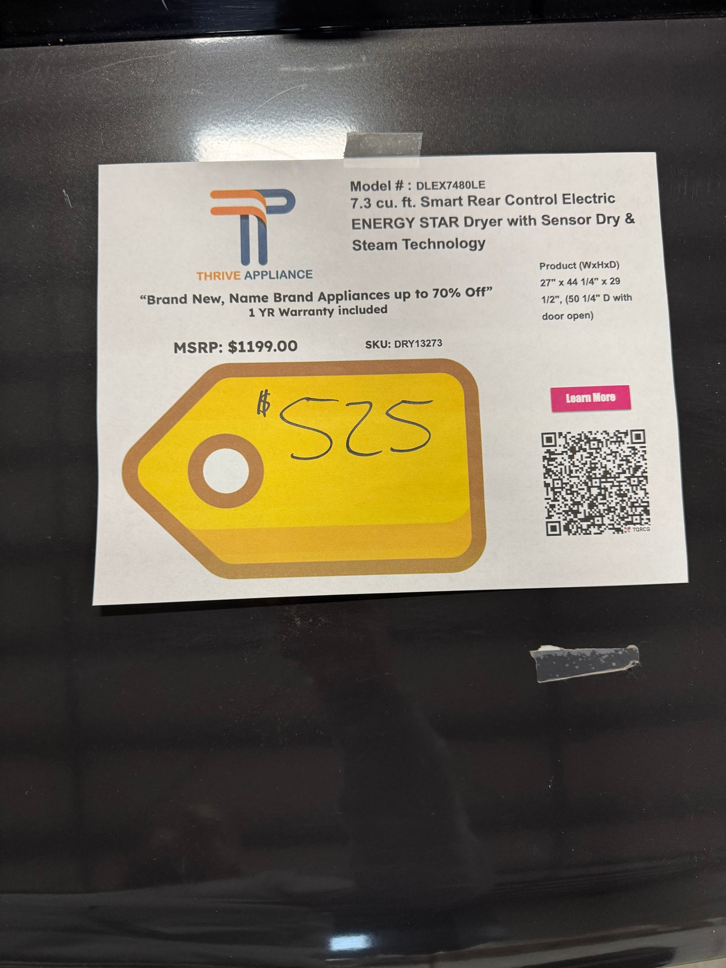 LG 7.3 cu. ft. Smart Rear Control Electric ENERGY STAR Dryer with Sensor Dry & Steam Technology