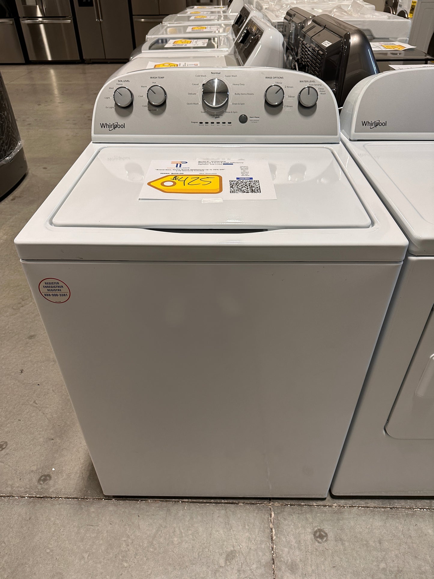 Whirlpool - 3.5 Cu. Ft. 12-Cycle Top-Loading Washer - Model:WTW4816FW  WAS12960