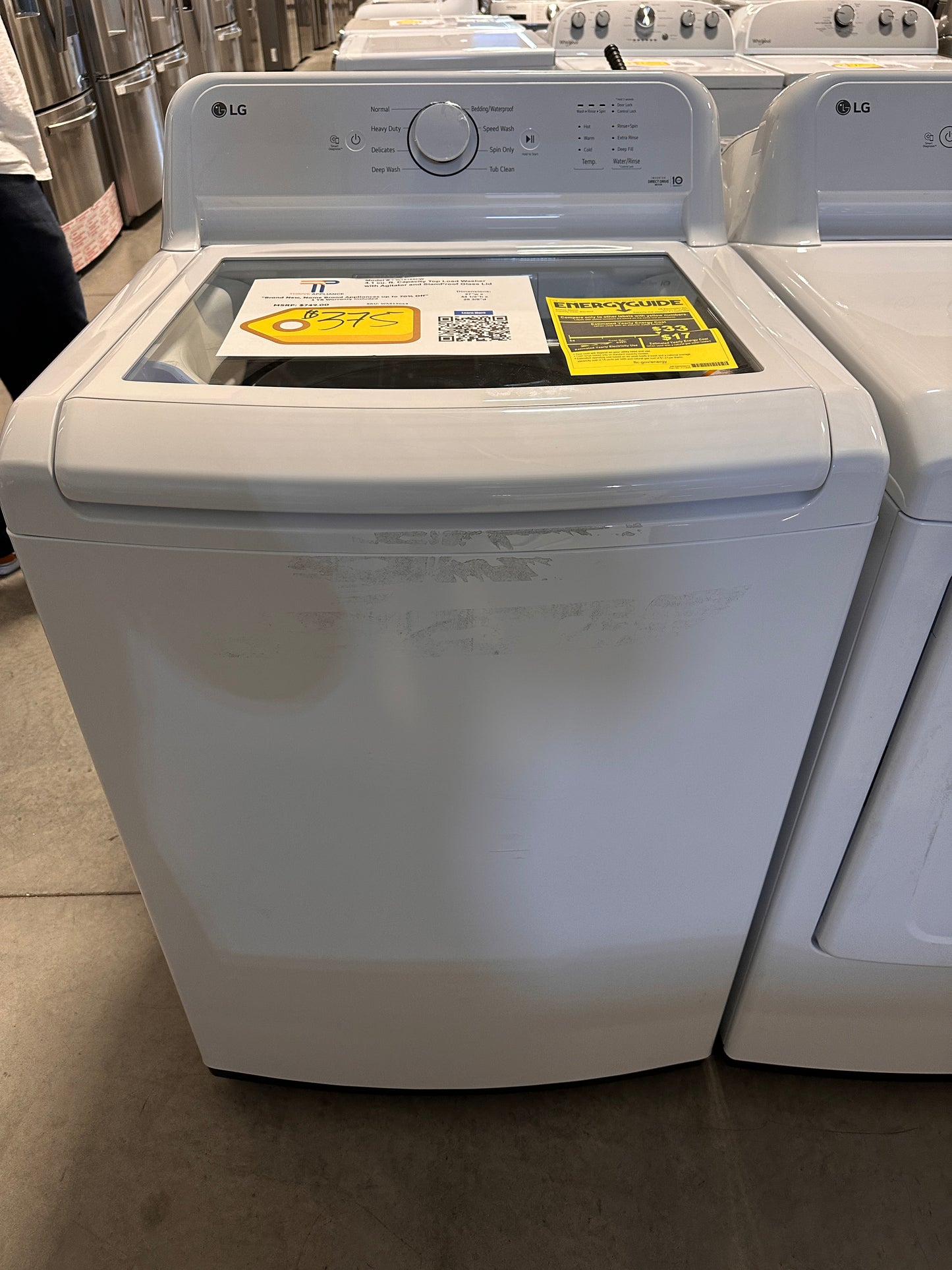 Top Load Washer with SlamProof Glass Lid - White  Model:WT6105CW  WAS13064