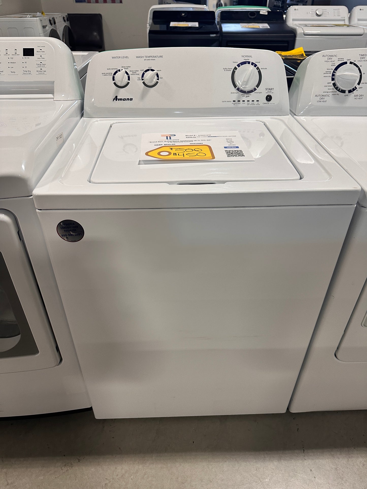 BRAND NEW! LOW PRICE! Amana 3.5 Cu Ft Dual Action Agitator Top Load Washer  MODEL: NTW4516FW  WAS13882