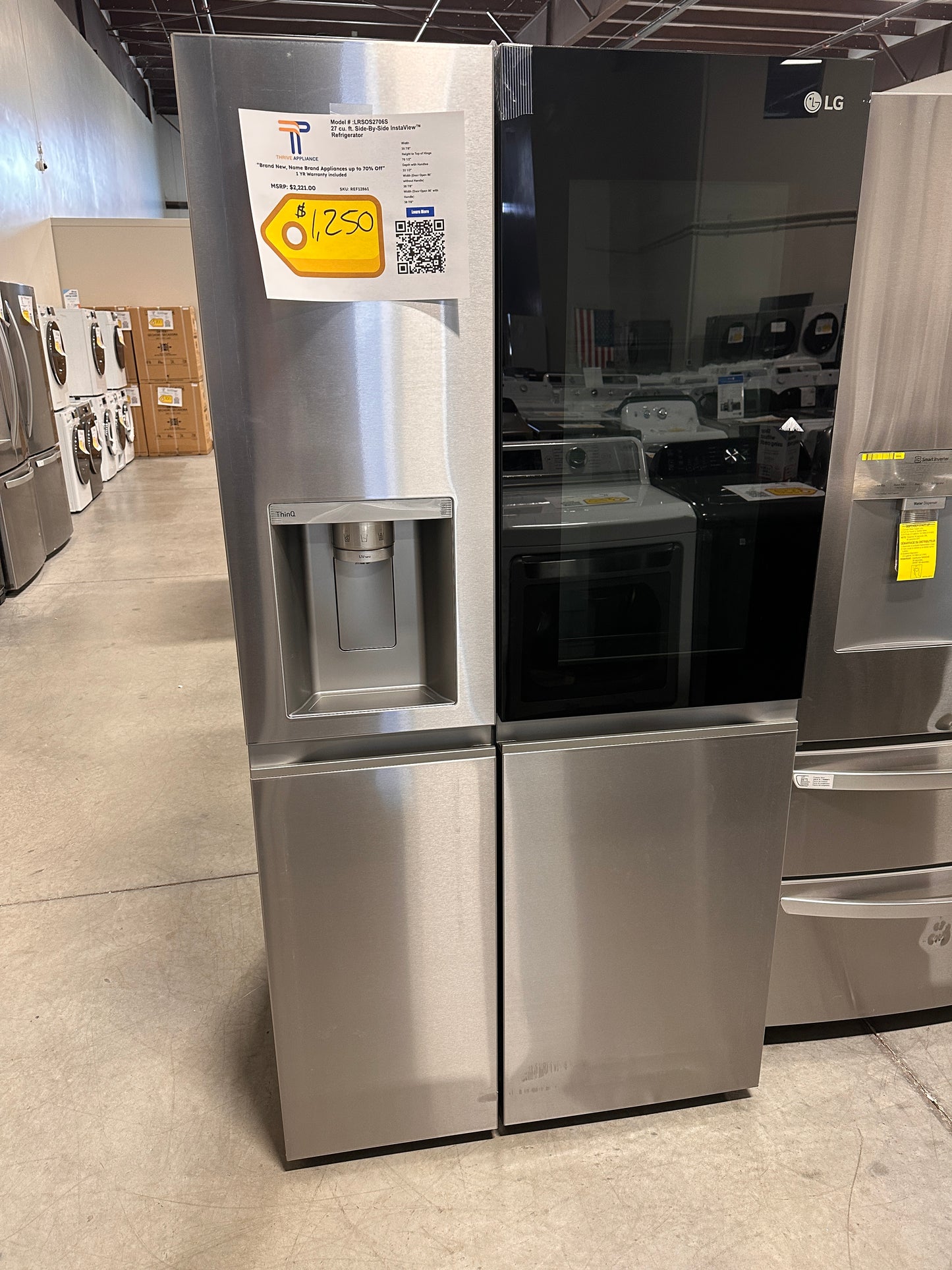 GREAT NEW LG SIDE BY SIDE SMART REFRIGERATOR Model:LRSOS2706S  REF12861