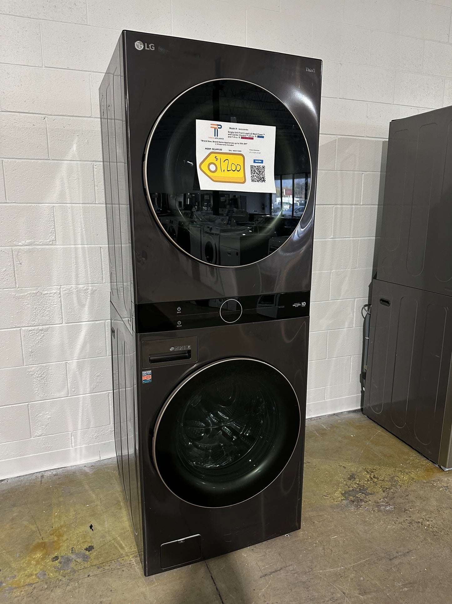 DISCOUNTED GORGEOUS BLACK STEEL ELECTRIC WASHTOWER from LG - WAS11350S WKEX200HBA