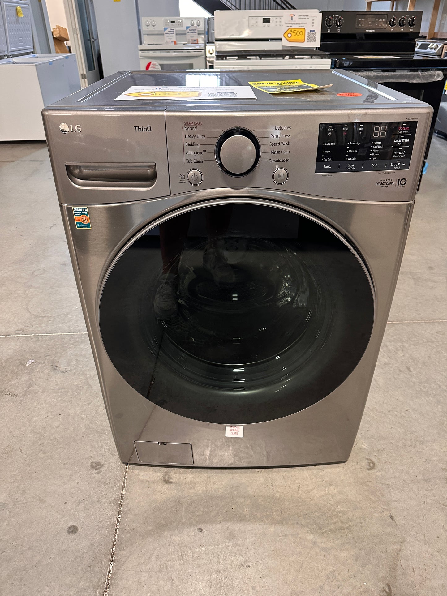 NEW GRAPHITE STEEL STACKABLE FRONT LOAD WASHER - Model:WM3600HVA  WAS13075