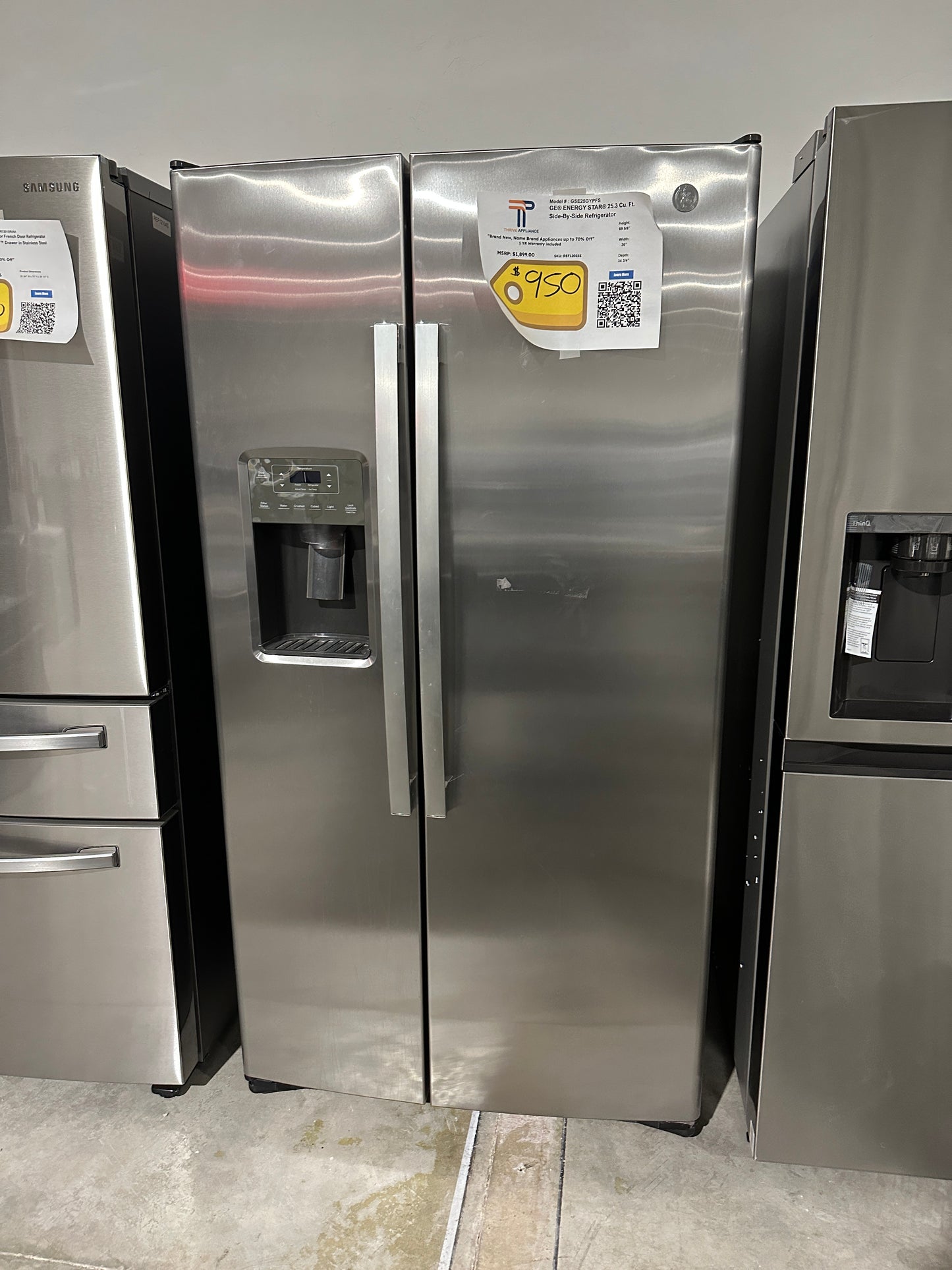 GREAT NEW GE SIDE-BY-SIDE REFRIGERATOR - REF12023S GSE25GYPFS