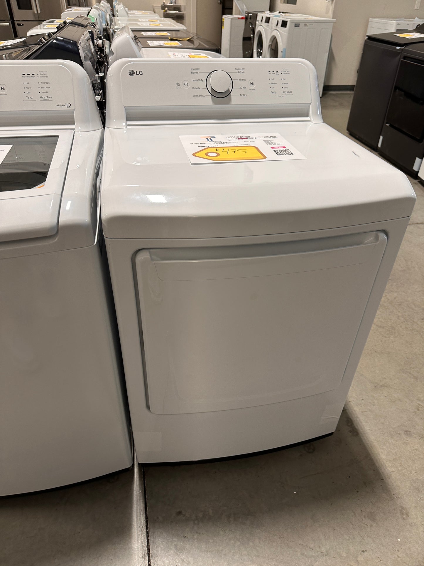 BRAND NEW! LG 7.3 cu.ft. Electric Dryer  MODEL: DLE6100W  DRY13064