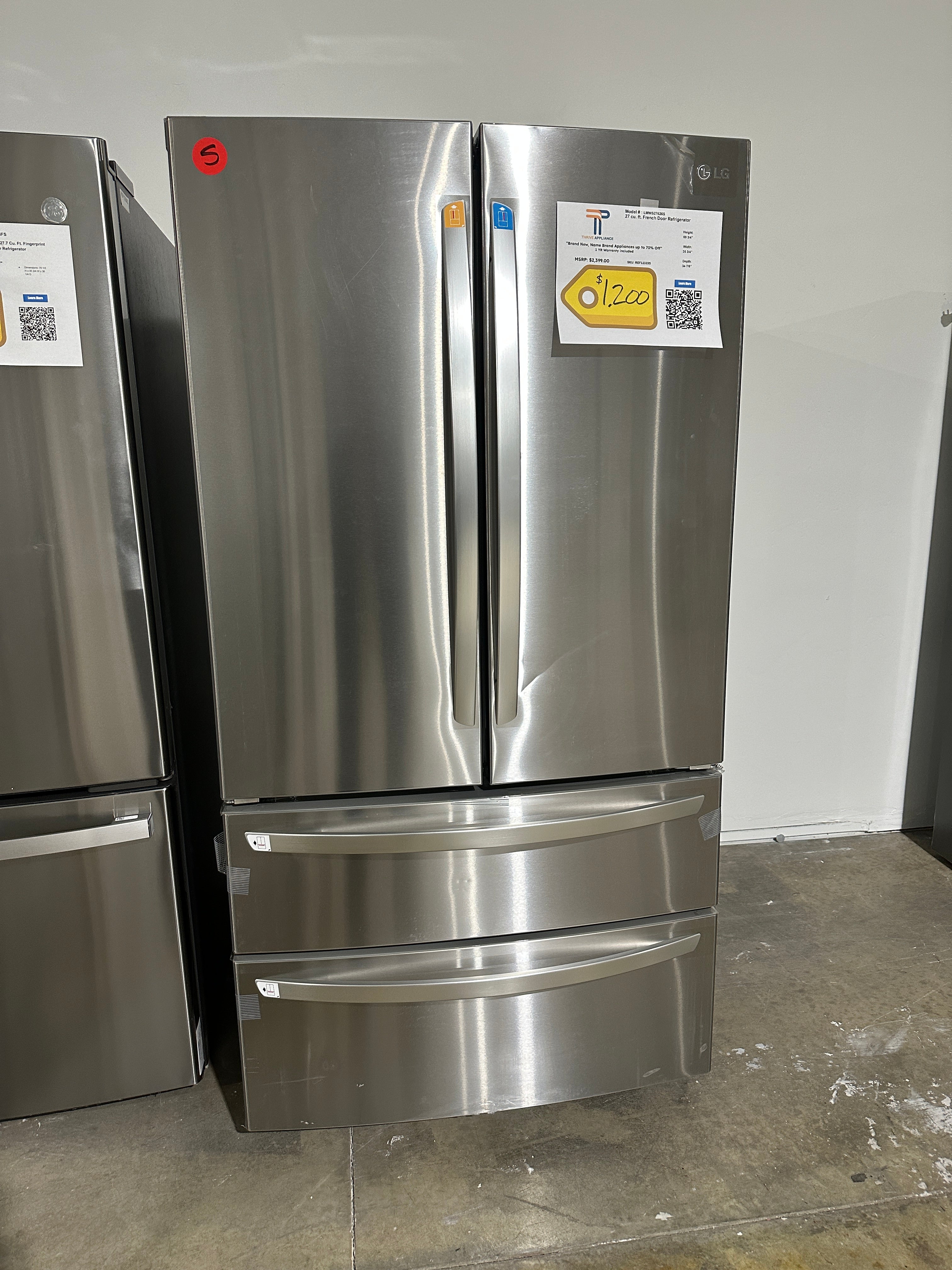 GREAT NEW LG FRENCH DOOR REFRIGERATOR WITH INTERNAL WATER DISPENSER MO ...