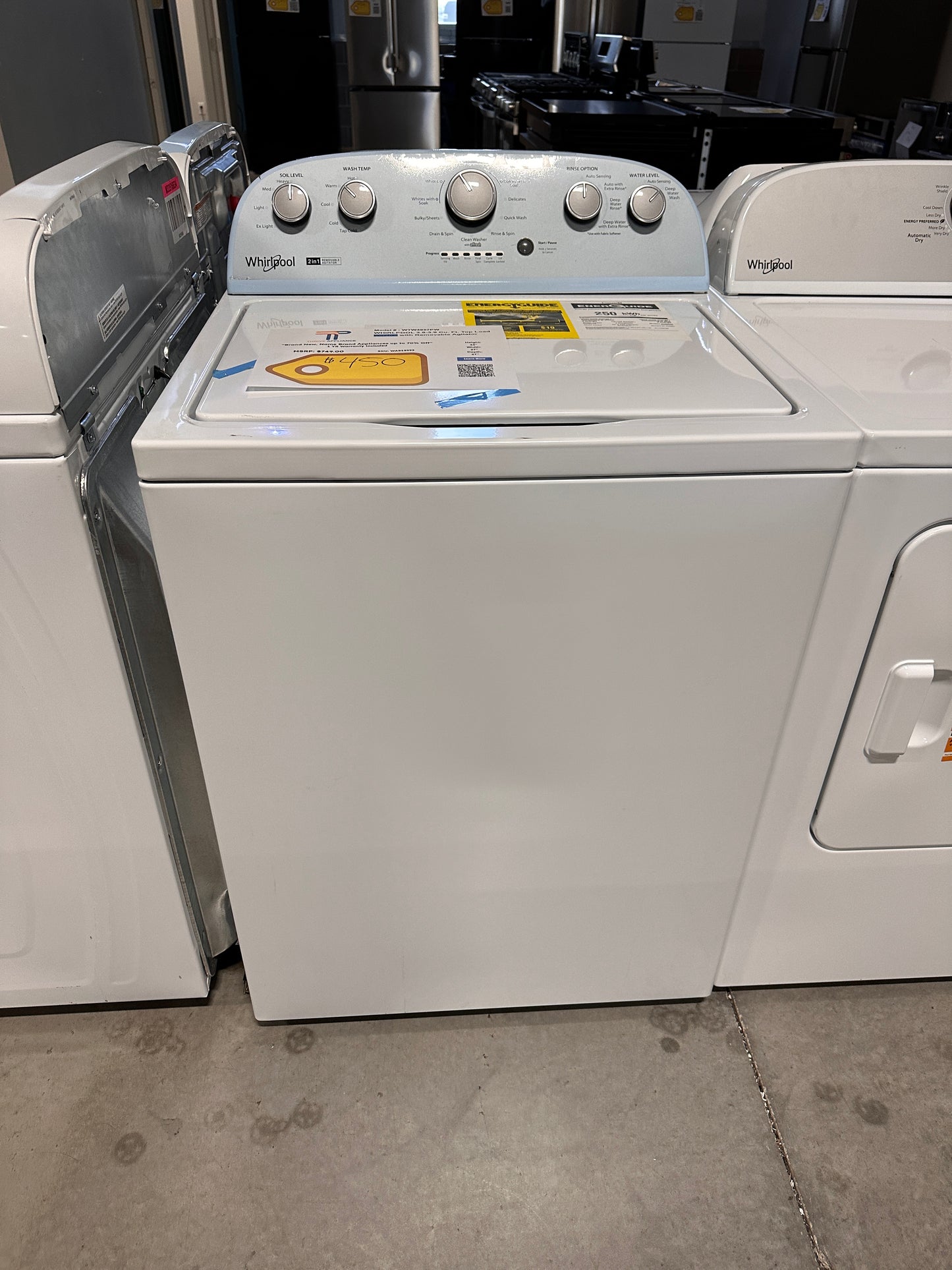 GREAT NEW WHIRLPOOL TOP LOAD WASHER with REMOVABLE AGITATOR MODEL: WTW4957PW  WAS13993