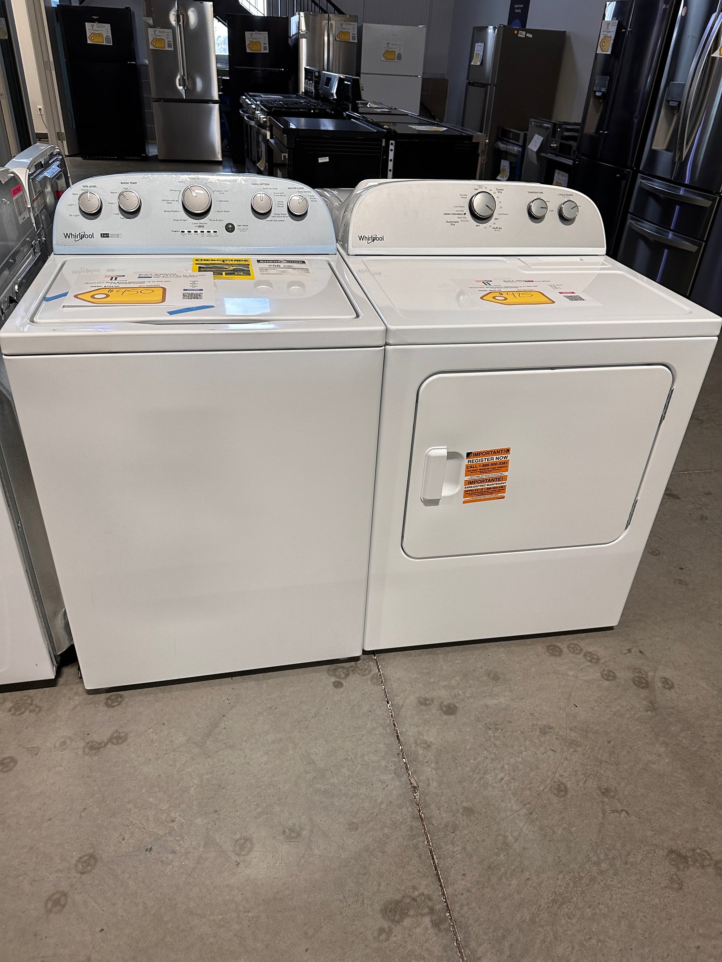 NEW WHIRLPOOL LAUNDRY SET TOP LOAD WASHER ELECTRIC DRYER WAS13993 DRY13120