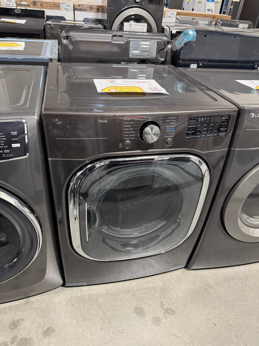 LG TurboSteam Smart Wi-Fi Enabled 7.4-cu ft Stackable Steam Cycle Electric Dryer (Black Steel) ENERGY STAR