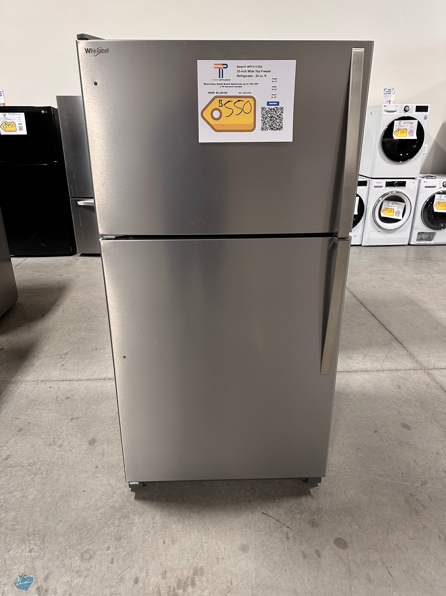 Whirlpool - 20.5 Cu. Ft. Top-Freezer Refrigerator - Stainless Steel  Model:WRT311FZDZ  REF12963