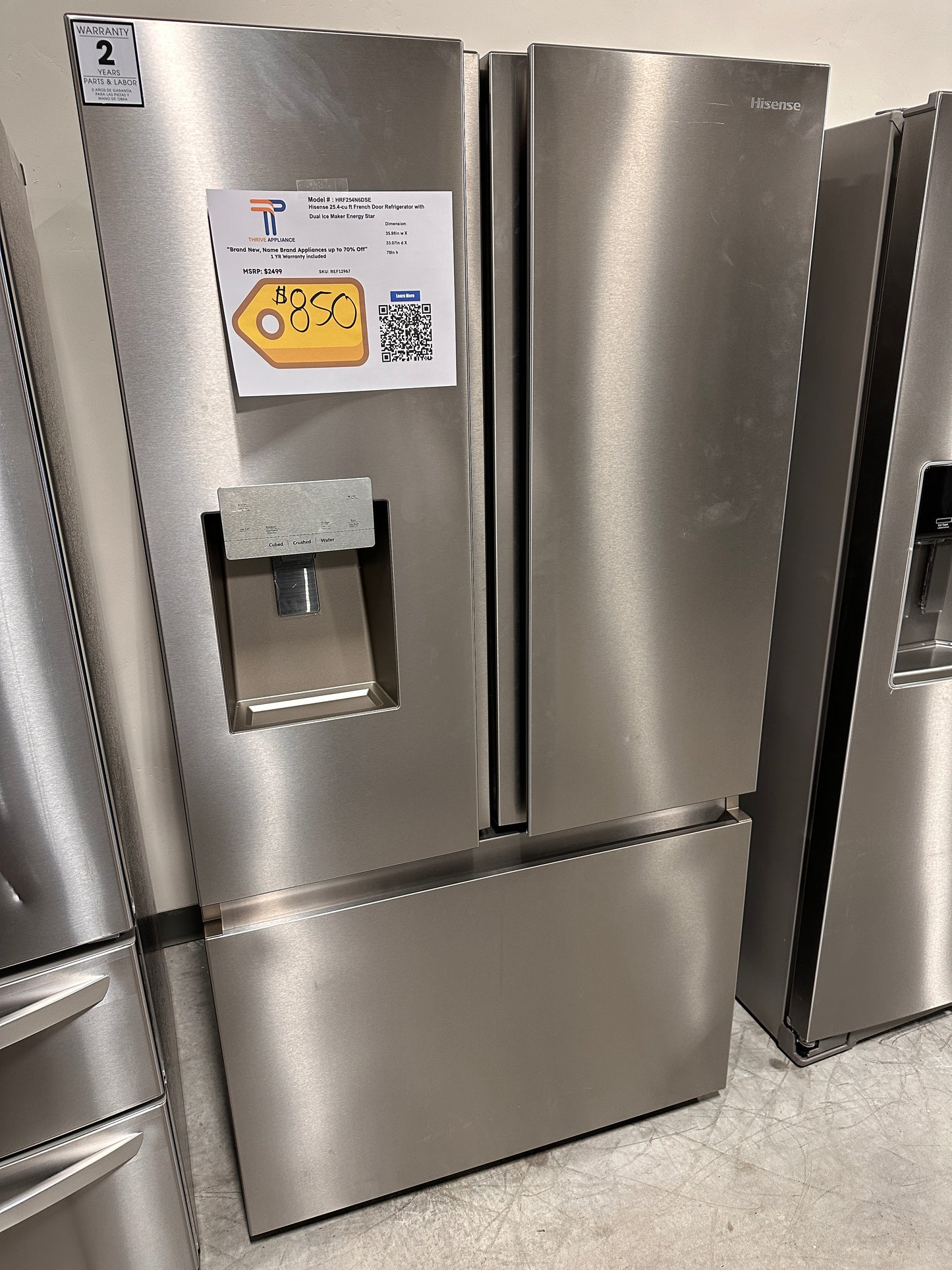 GREAT NEW REFRIGERATOR with DUAL ICE MAKER Model #HRF254N6DSE  REF12967