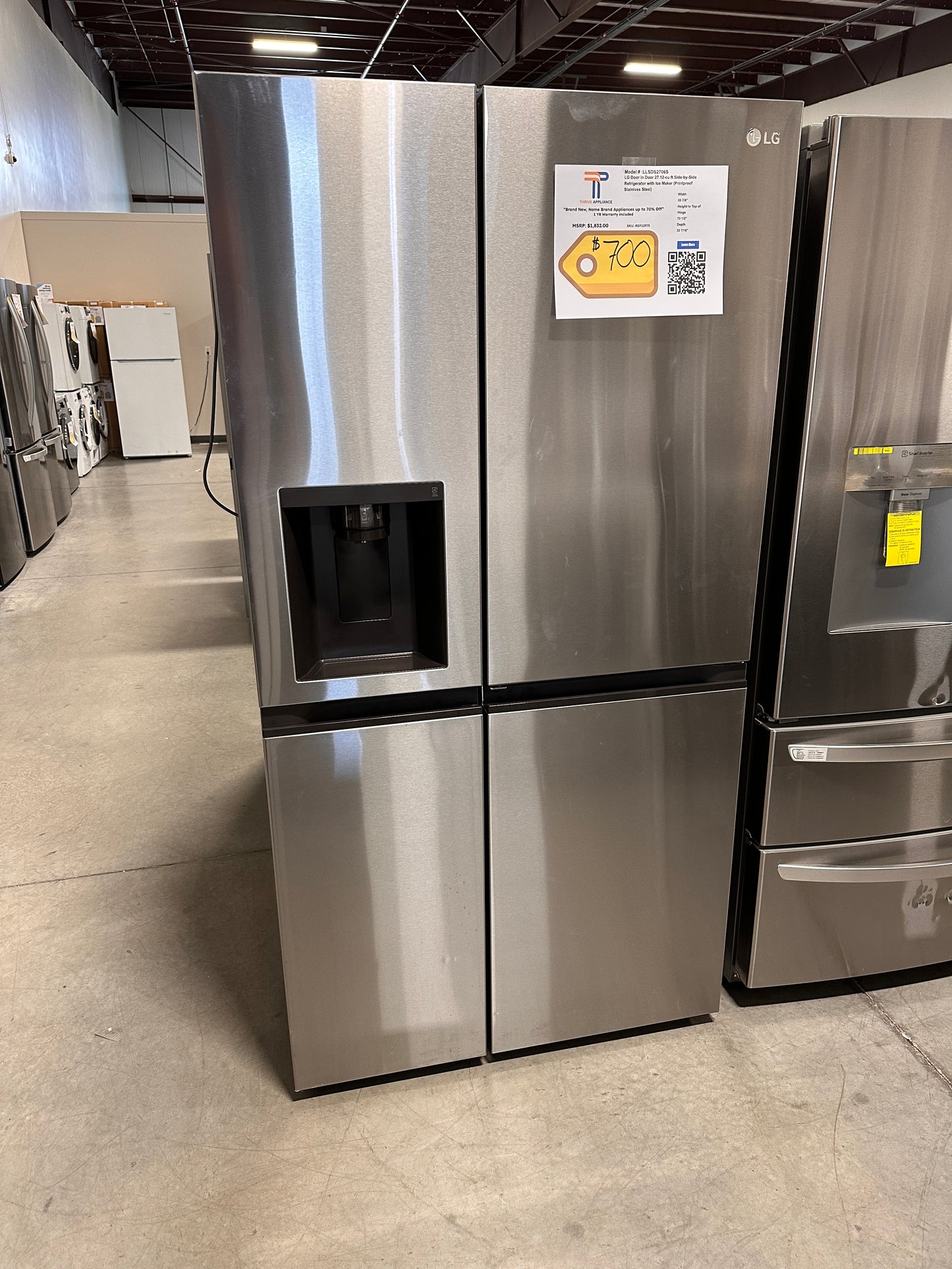 LG SIDE-BY-SIDE DOOR IN DOOR REFRIGERATOR MODEL LLSDS2706S  REF12975