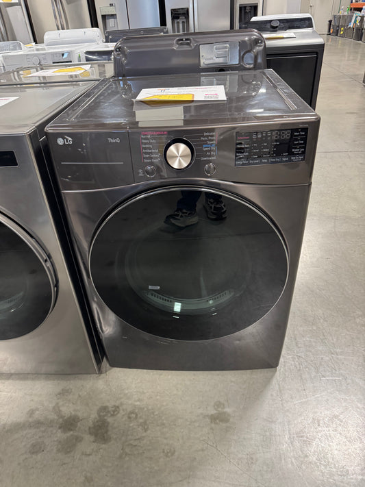 LG 7.4 Cu. Ft. Vented SMART Stackable Electric Dryer in Black Steel with TurboSteam and Sensor Dry Technology