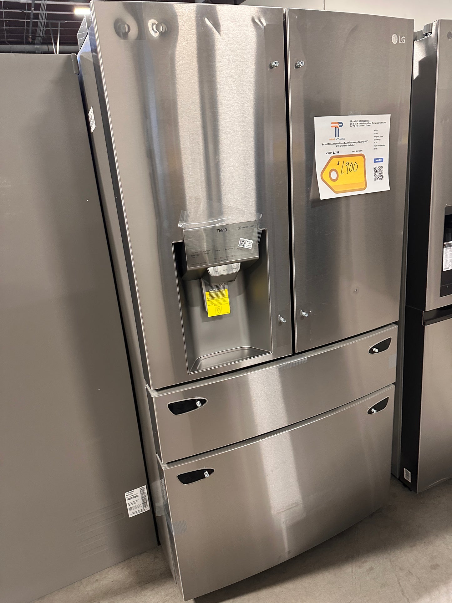 LG 30 cu ft. Smart French Door Refrigerator with Craft Ice &amp; Full-Convert Drawer  MODEL: LRMXS3006S  REF13975