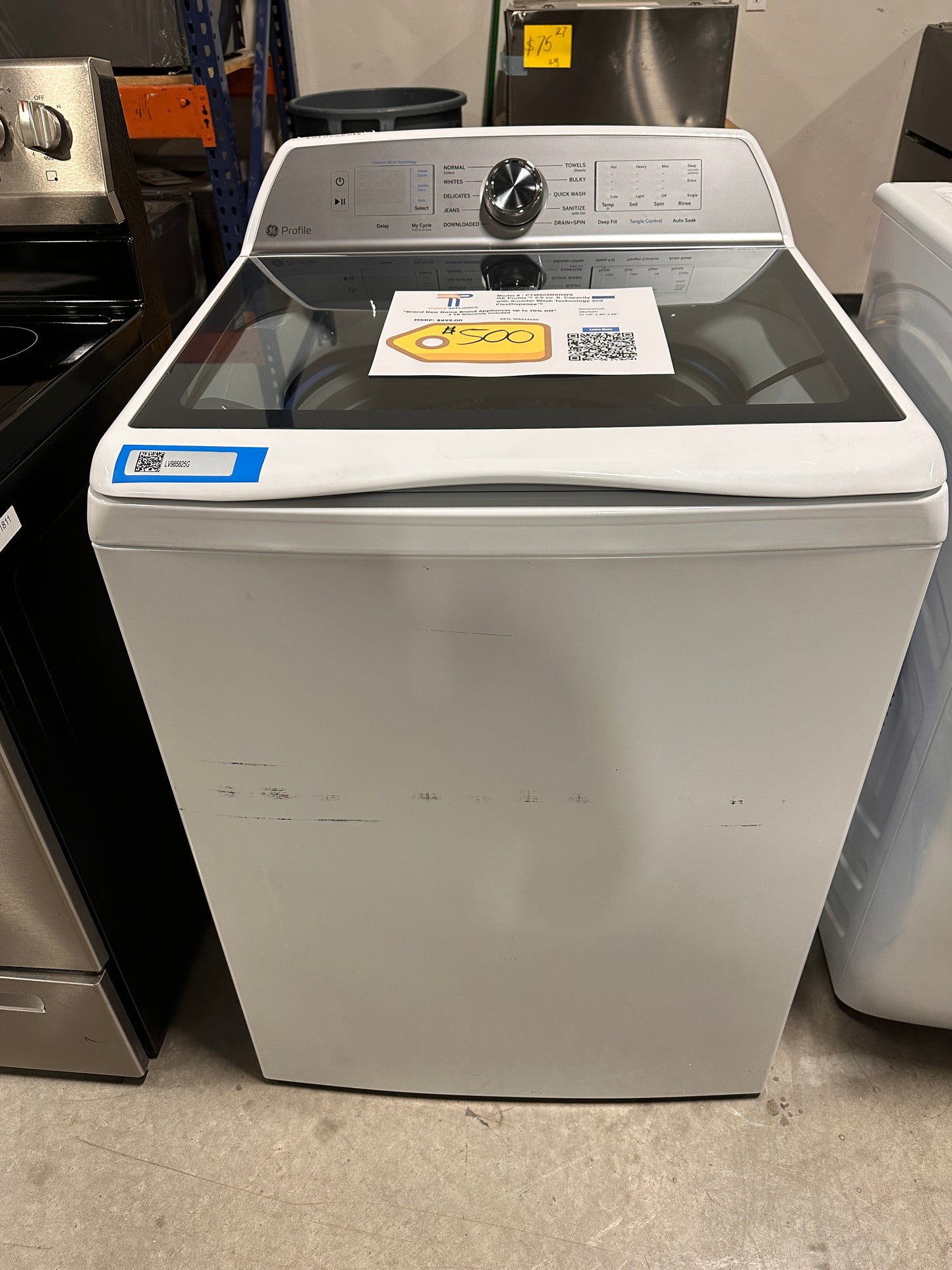 NEW GE PROFILE SMART TOP LOAD WASHING MACHINE Model:PTW600BSRWS  WAS13100