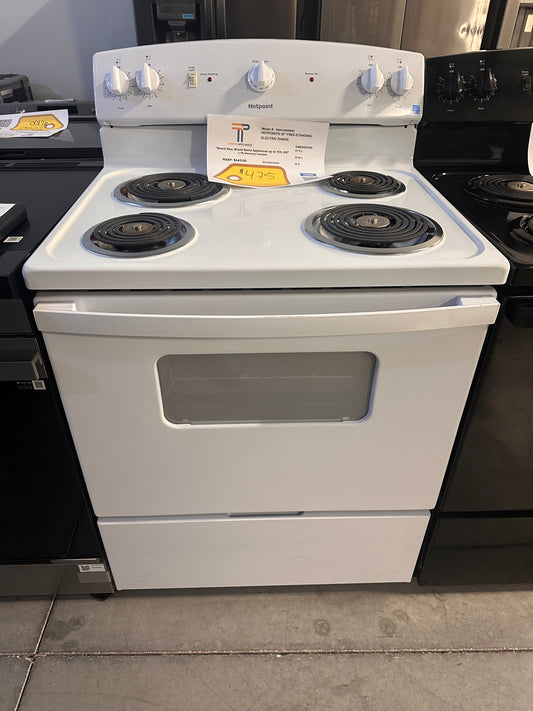 WHITE NEW Hotpoint 30" Free-Standing Electric Range  MODEL: RBS330DRWW  RAG12050